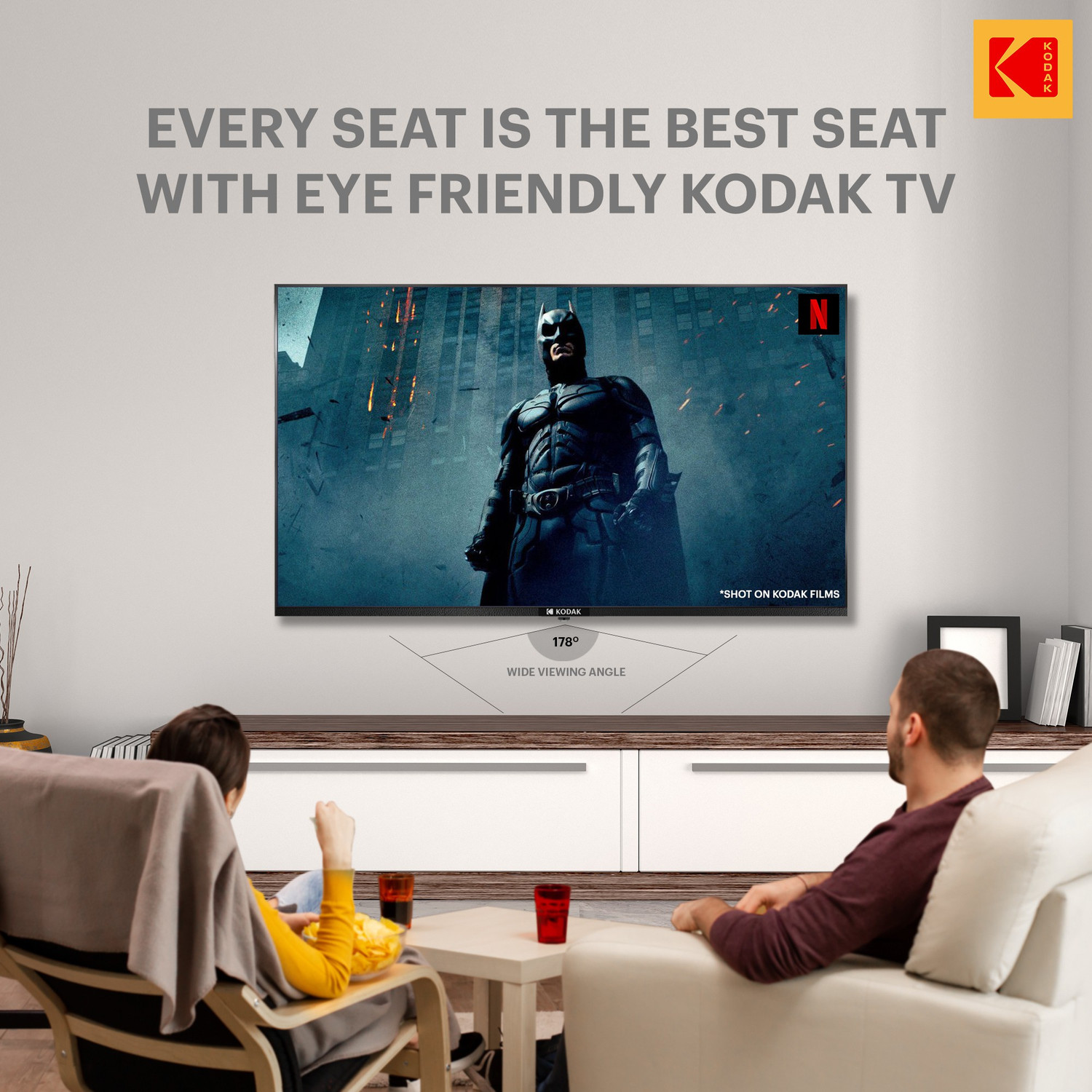 Image of KODAK CA Series 164 cm (65 inch) Ultra HD (4K) LED Smart Android TV with Dolby Digital Plus & DTS TruSurround (65CA0101)