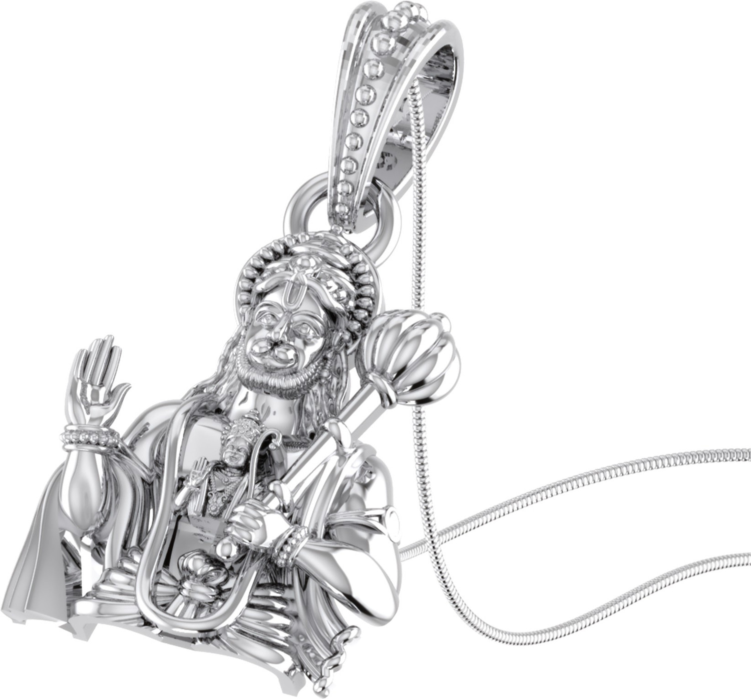 Image of Akshat Sapphire (92.5% purity)God Hanuman for Men & Women Pure Locket for Good Health & Wealth Sterling Silver Pendant