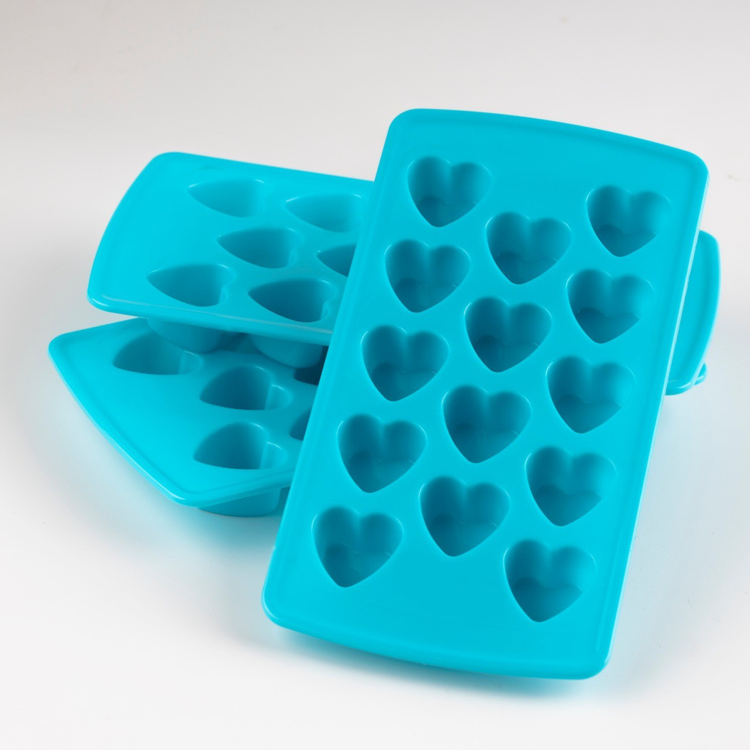 Image of Flipkart SmartBuy Multipuprose 14 in 1 Heart Shape Ice Cube Tray, Chocalate Maker Tray For Freezer (Blue, Pack of 3) Blue Plastic Ice Cube Tray
