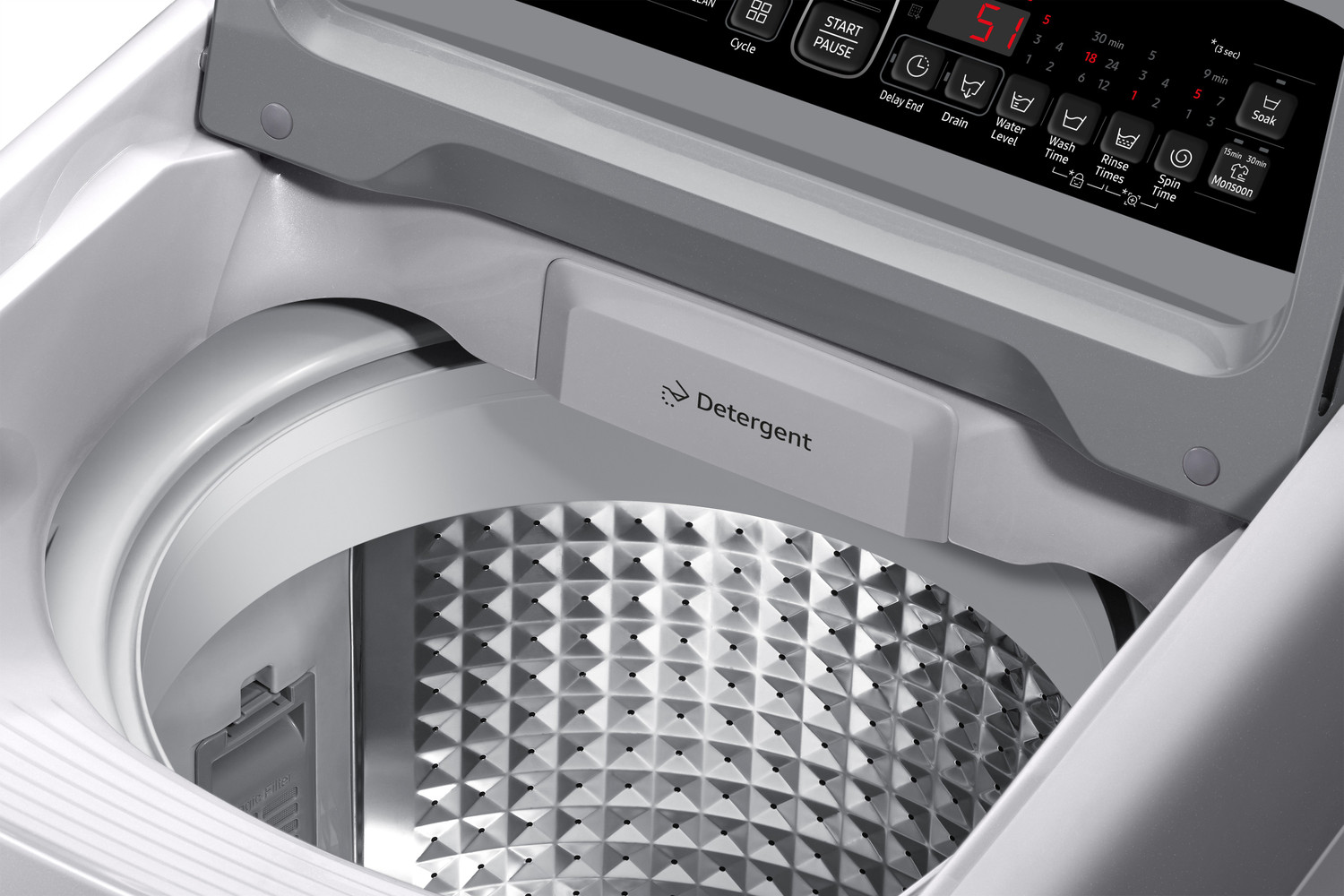 Image of Samsung 7 kg 5 Star Inverter with Diamond Drum Fully Automatic Top Load Washing Machine Silver