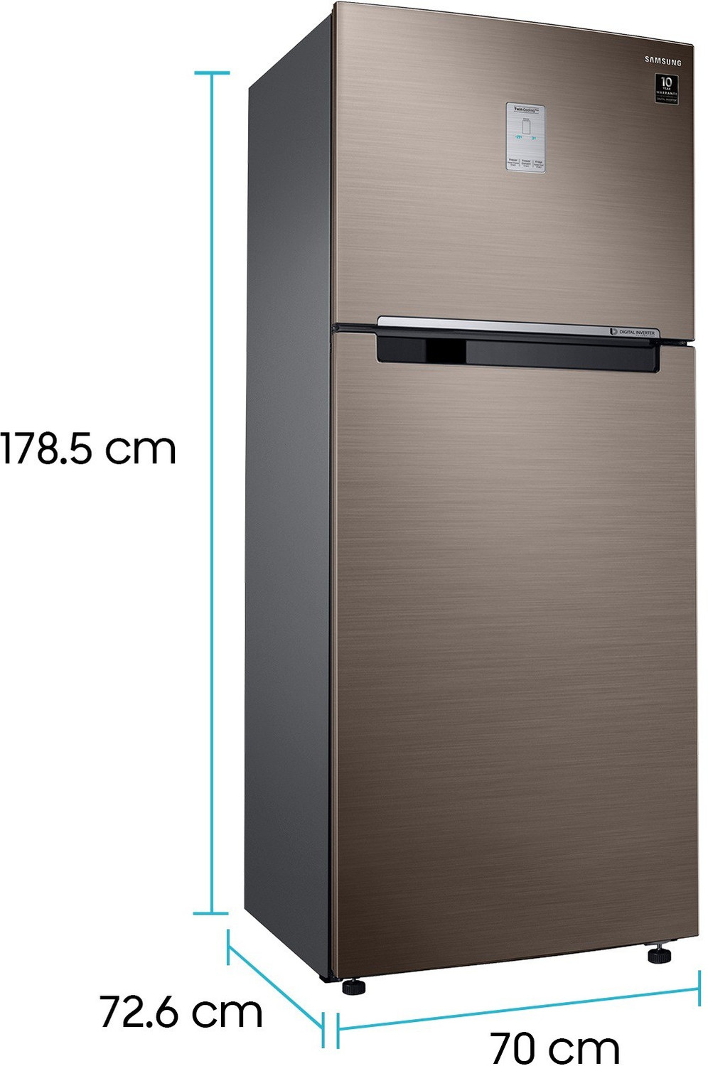 Image of SAMSUNG 465 L Frost Free Double Door 3 Star Convertible Refrigerator (LUXE BROWN, RT47R625EDX /TL)