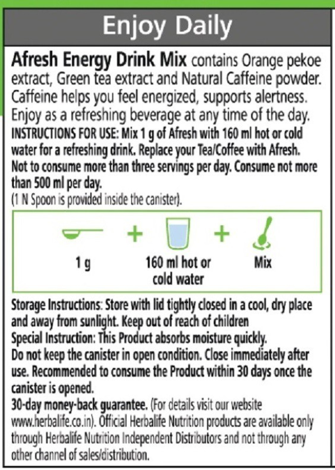 Image of HERBALIFE Afresh Energy Drink Mix Sports Drink