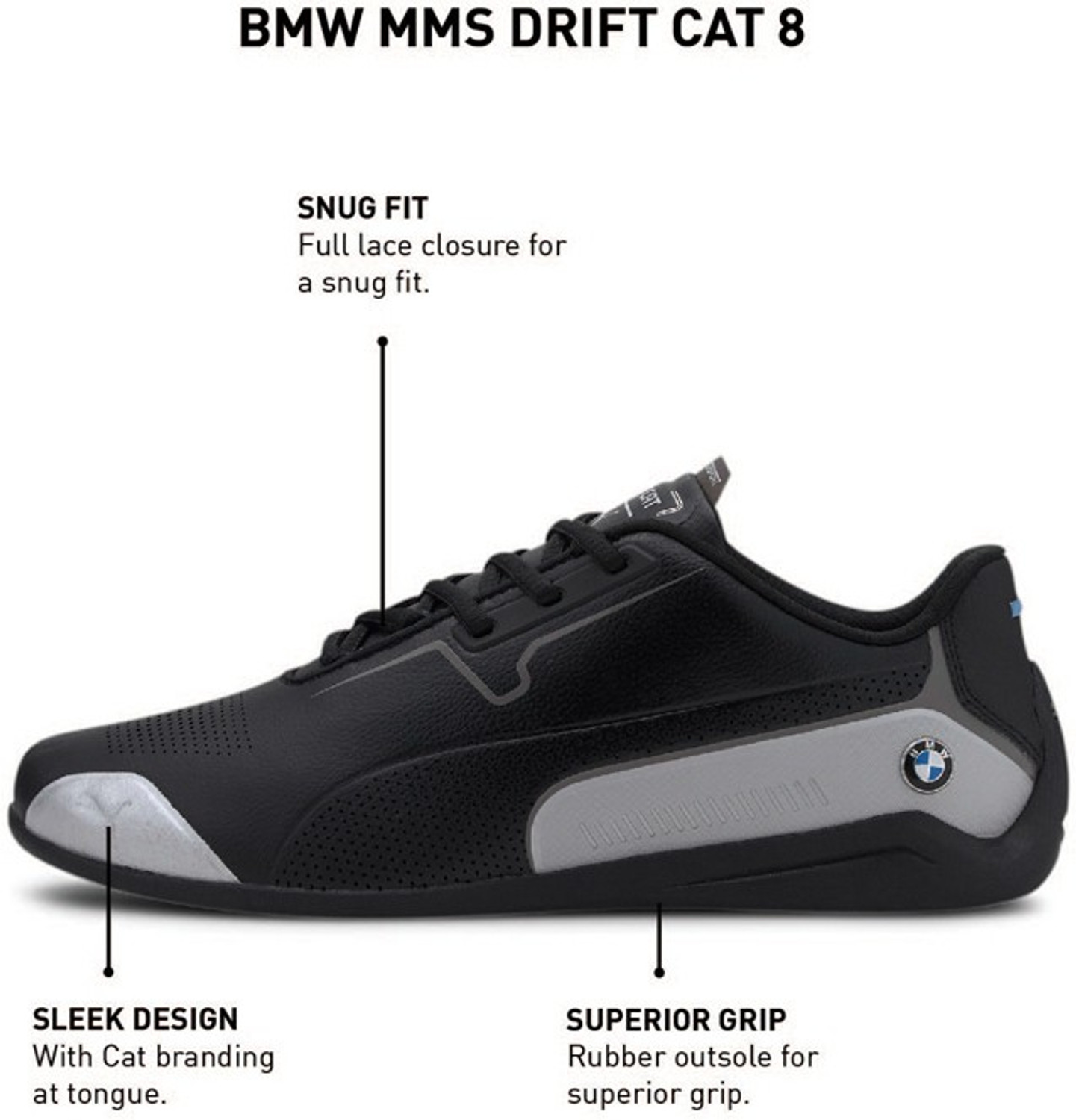 Bmw M Motorsport Drift Cat 8 Men's Motorsport Shoes PUMA BMW M Motorsport Drift Cat 8 Motorsport Shoes For Men (Black