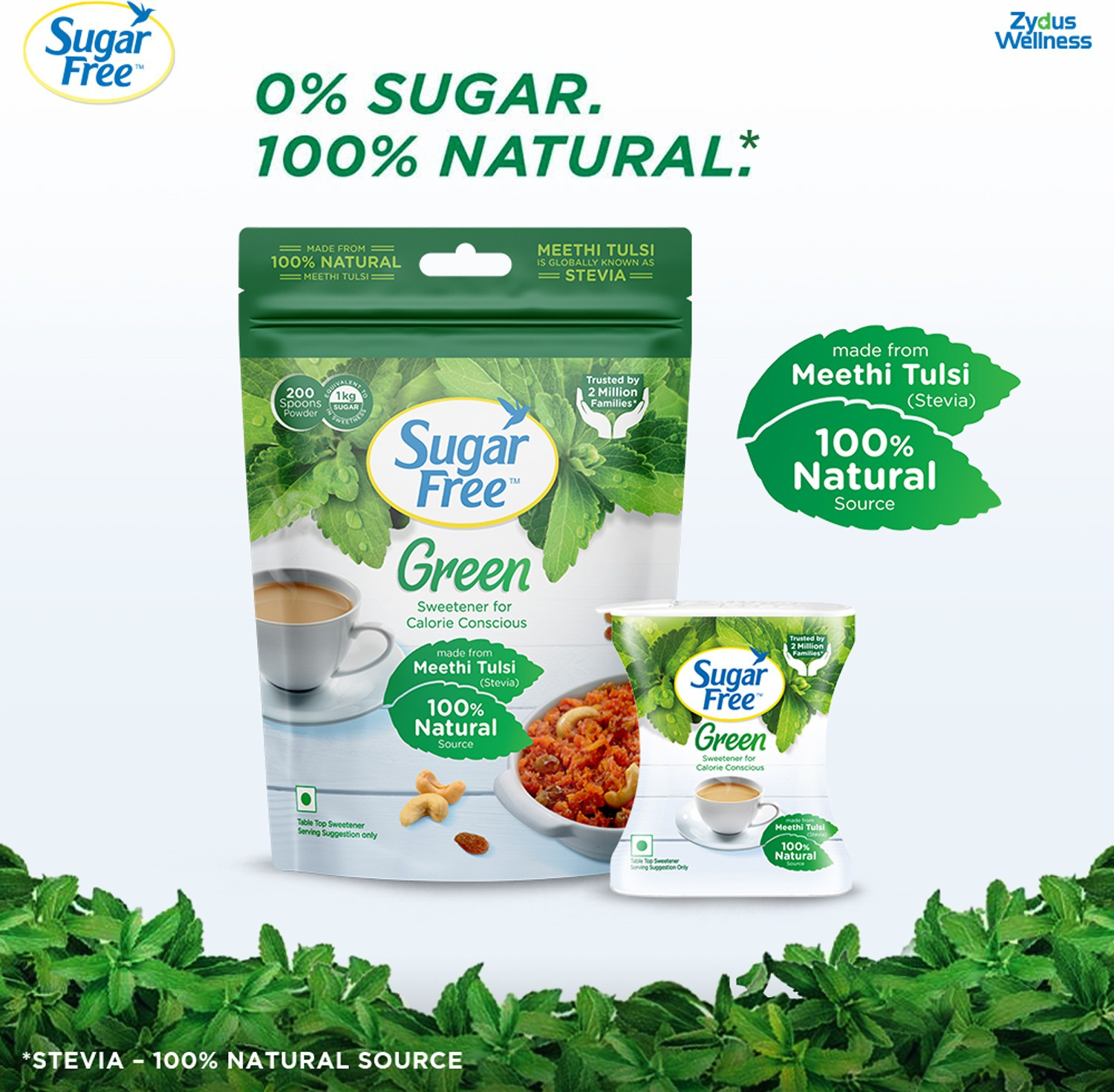 Image of Sugar free Green Stevia, 400 g Pouch |Made from 100% Natural Meethi Tulsi (Stevia) leaves Sweetener