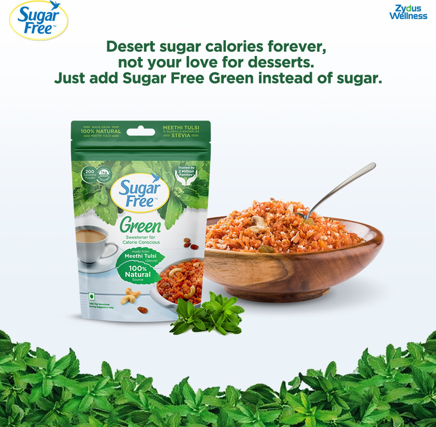Image of Sugar free Green Stevia, 400 g Pouch |Made from 100% Natural Meethi Tulsi (Stevia) leaves Sweetener