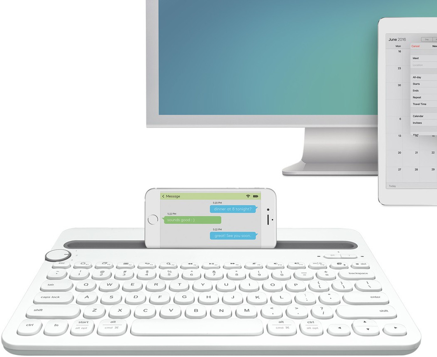 Image of Logitech K480 / Compact Space-Saving Design Bluetooth Handheld Multi-device Keyboard Compatible with Desktop, Laptop, Mac