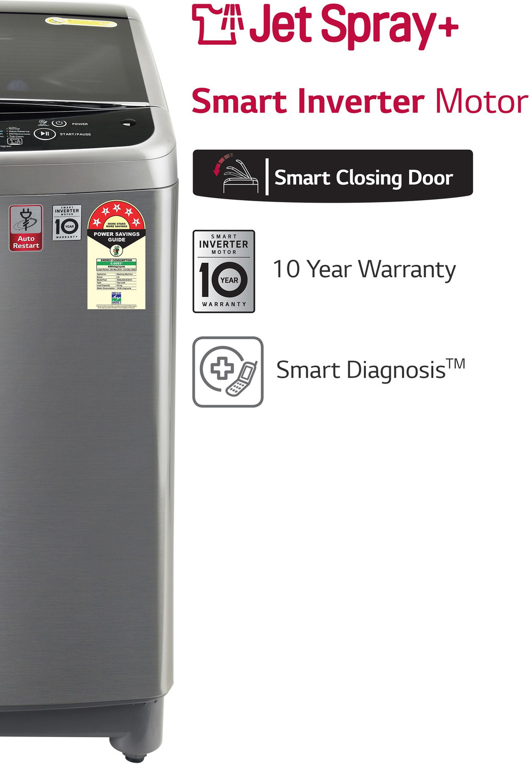 Image of LG 8 kg Fully Automatic Top Load Washing Machine Grey