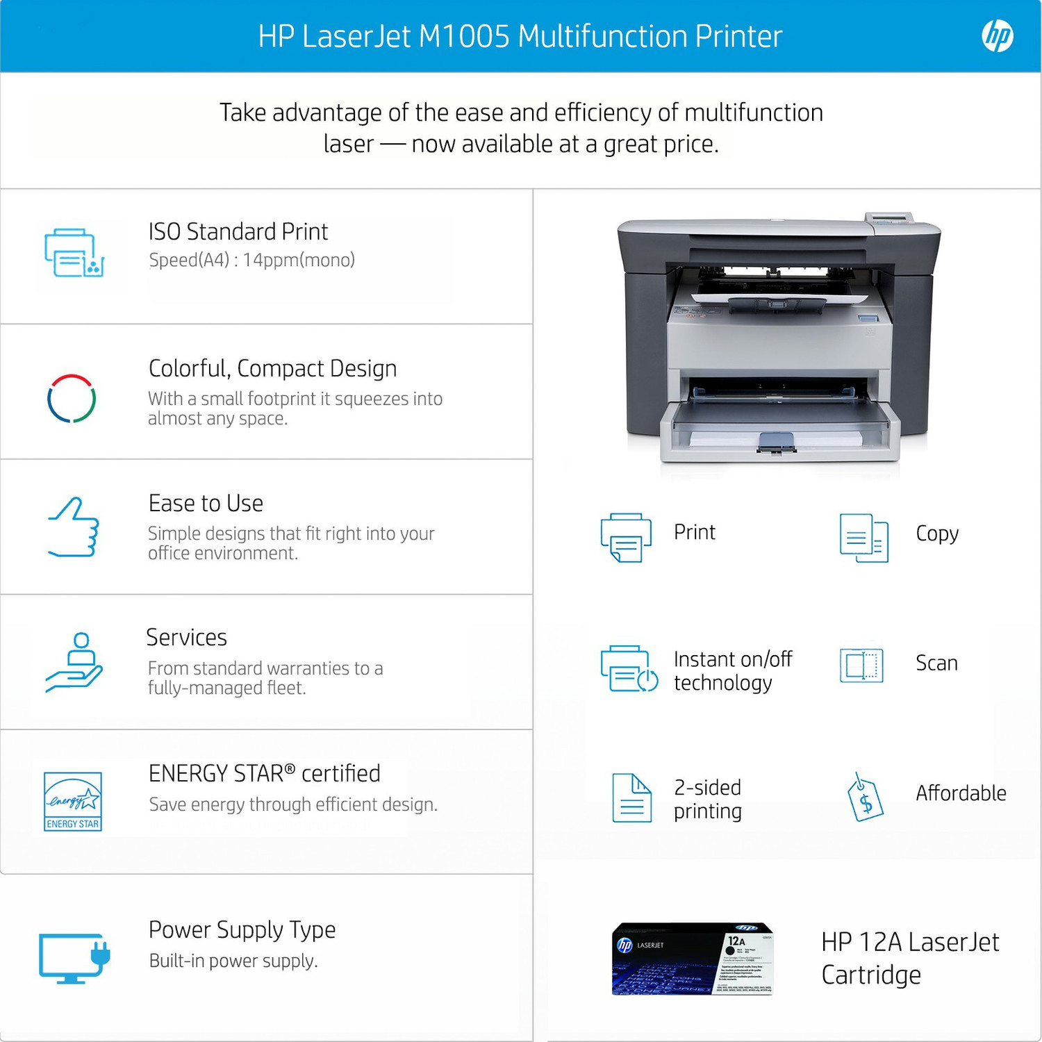 Image of HP LaserJet M1005 MFP Multi-function Monochrome Laser Printer