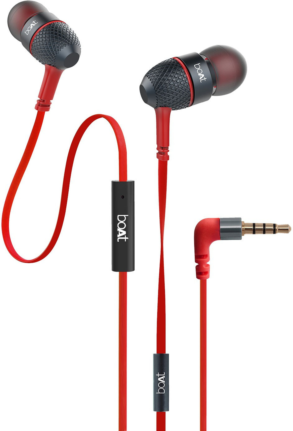 boAt BassHeads 220 Wired Headset  (Red, In the Ear)