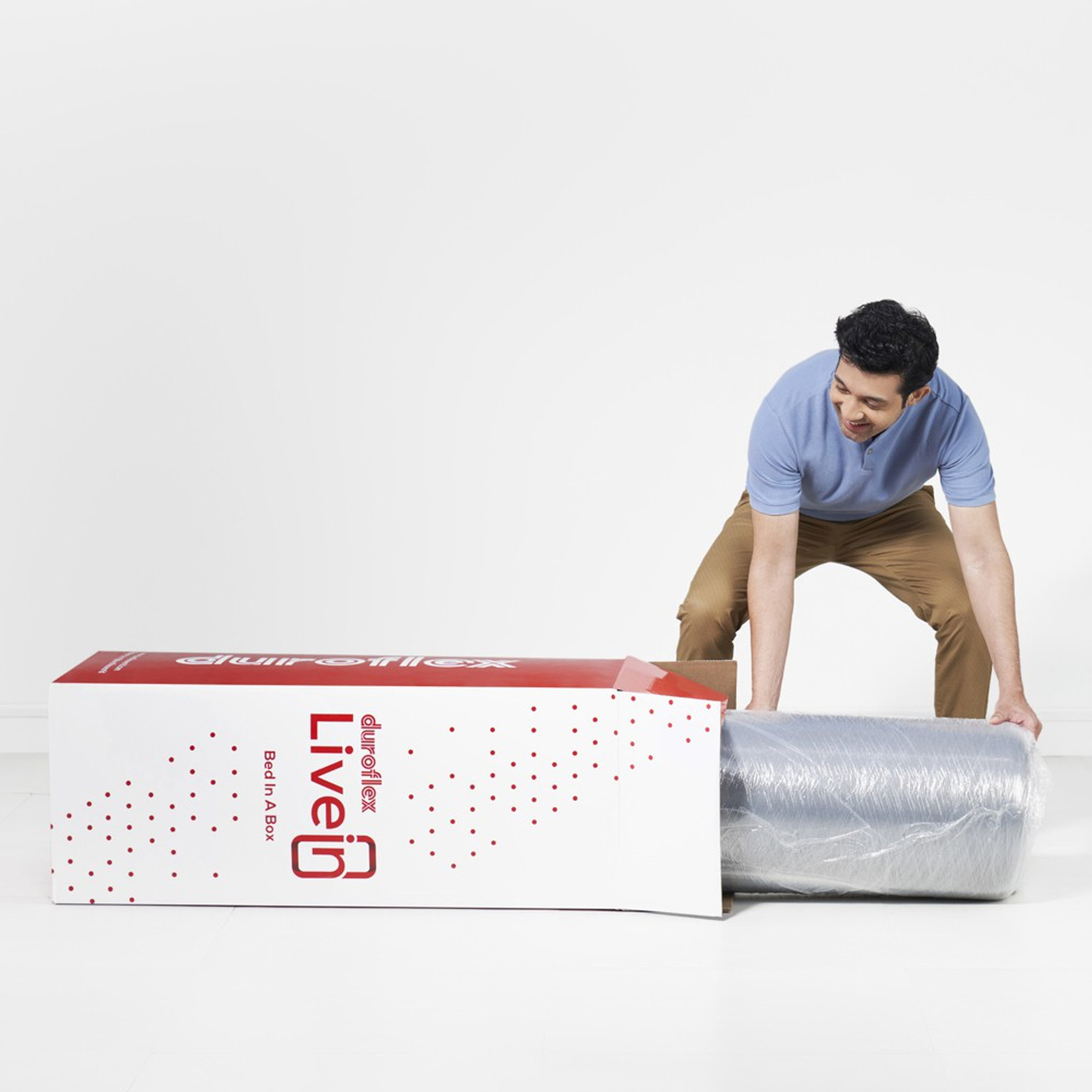 Image of Duroflex Livein Essential Orthopedic, Pressure Relieving Memory Foam, Roll Pack, 5 inch Queen High Resilience (HR) Foam Mattress