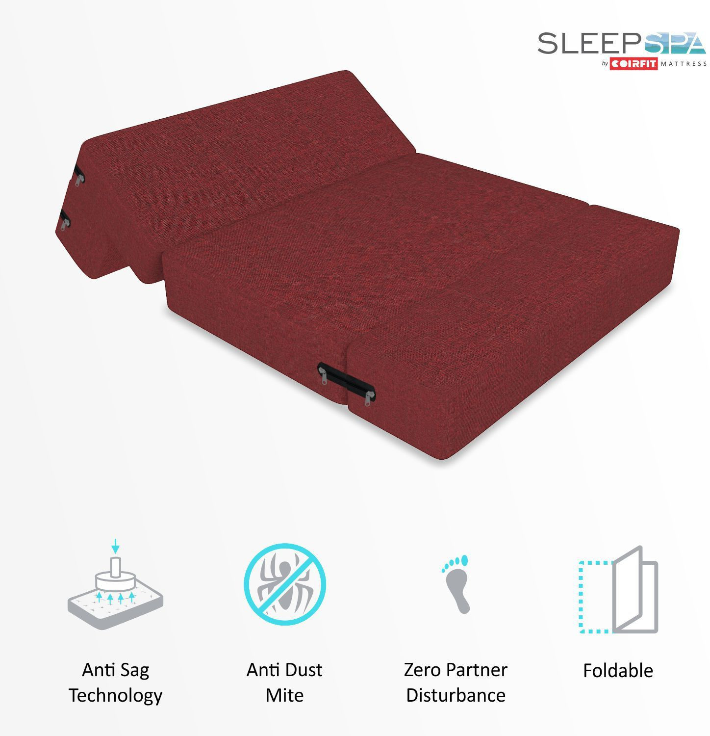 Image of SLEEP SPA 1 Seater Single Foam Fold Out Sofa Cum Bed