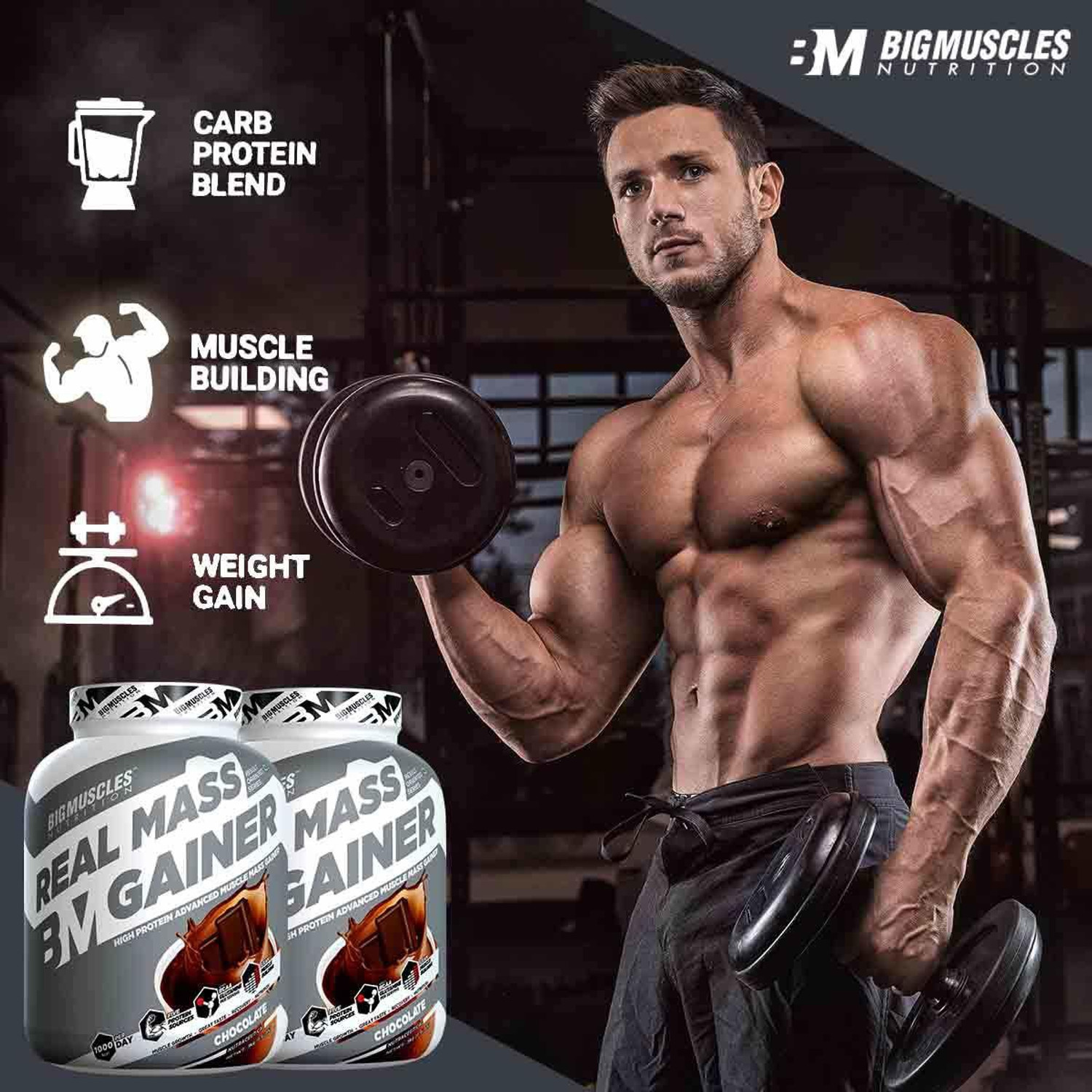 Image of BIGMUSCLES NUTRITION Real Mass Weight Gainers /Mass Gainers
