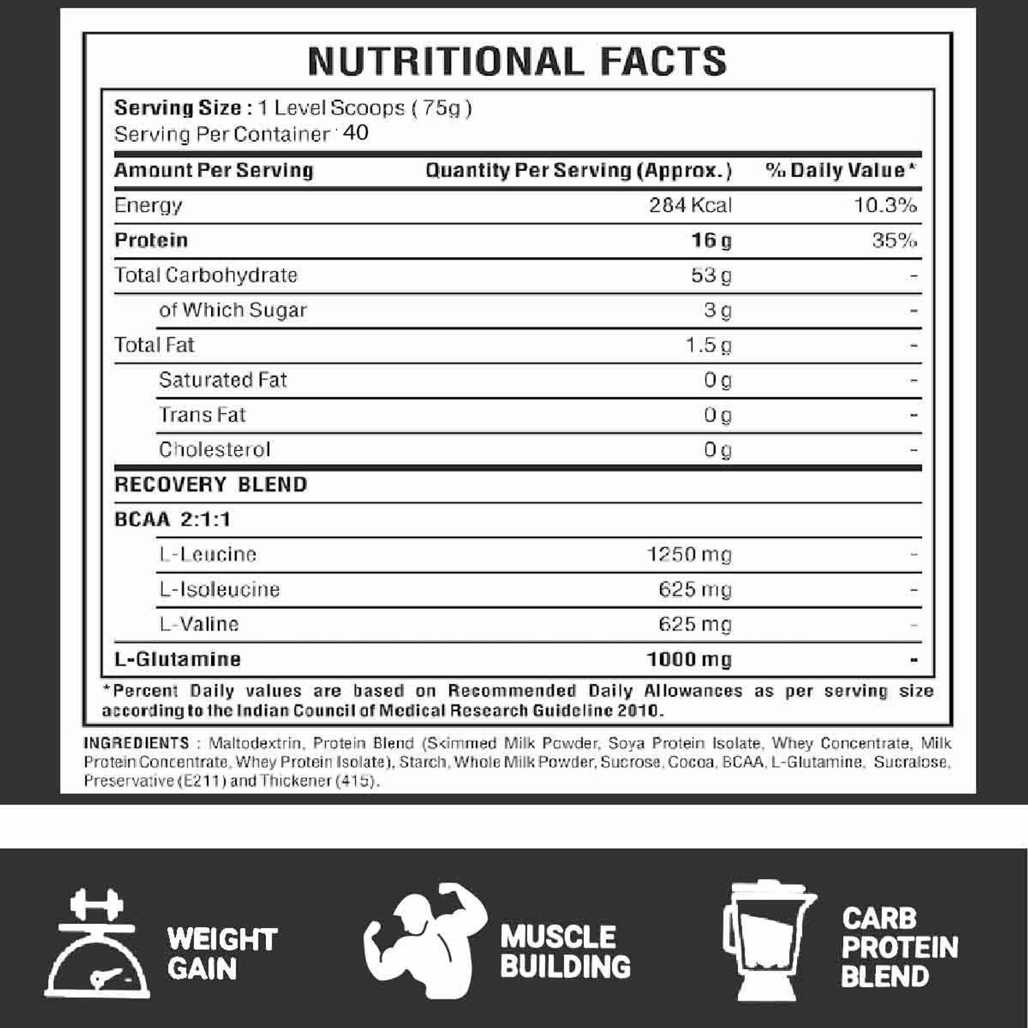 Image of BIGMUSCLES NUTRITION Real Mass Weight Gainers /Mass Gainers