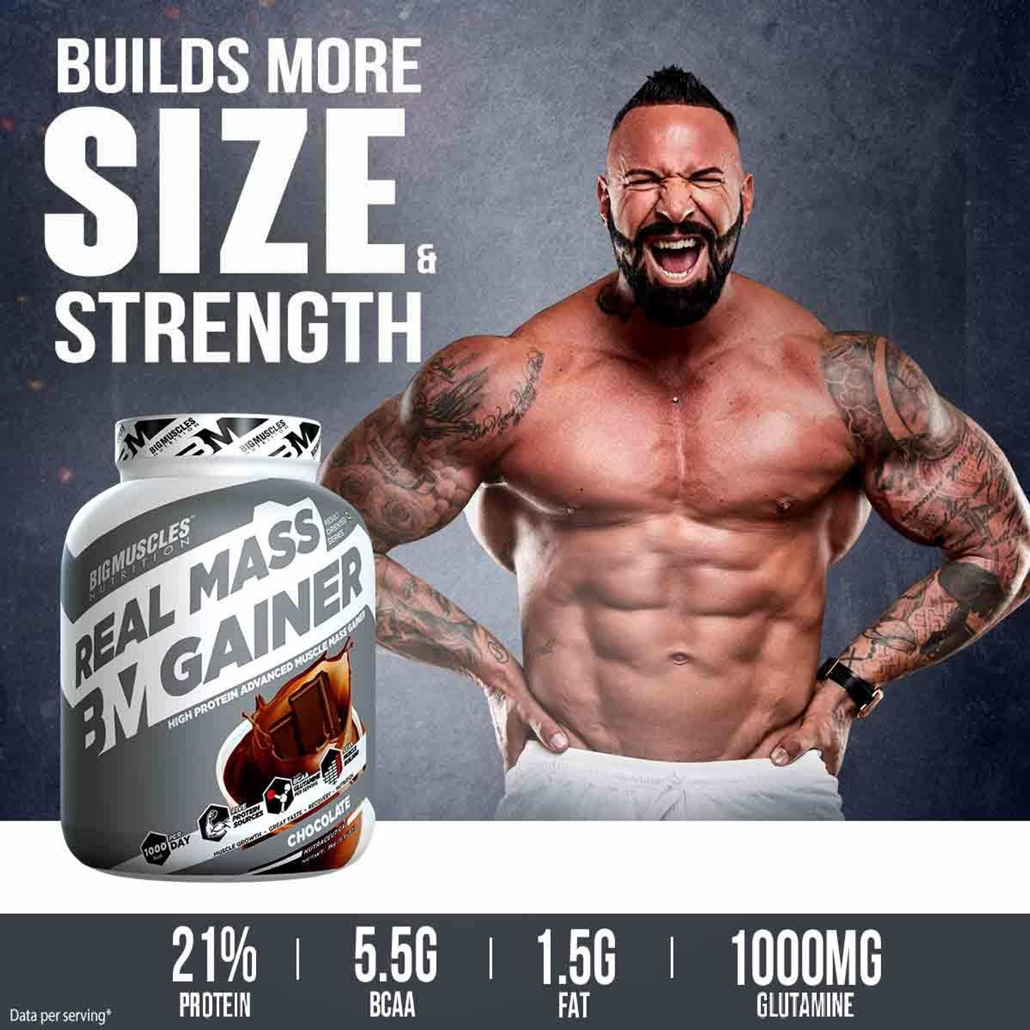 Image of BIGMUSCLES NUTRITION Real Mass Weight Gainers /Mass Gainers