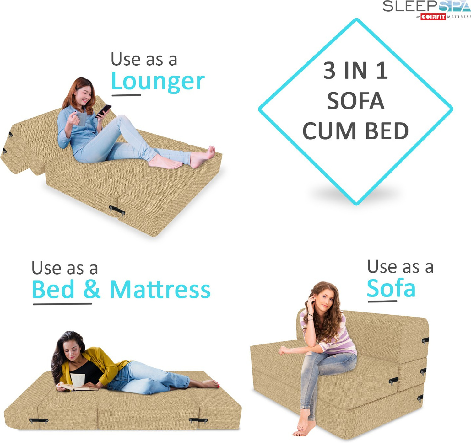 Image of SLEEP SPA 1 Seater Single Foam Fold Out Sofa Cum Bed