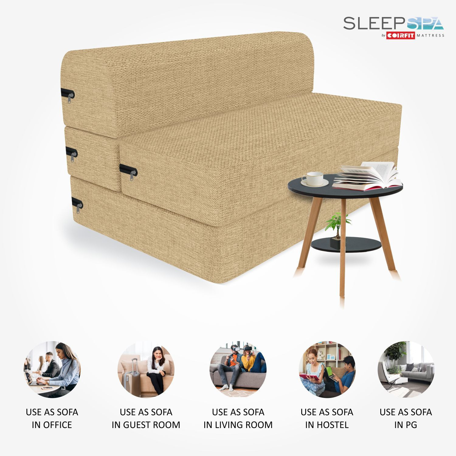 Image of SLEEP SPA 1 Seater Single Foam Fold Out Sofa Cum Bed