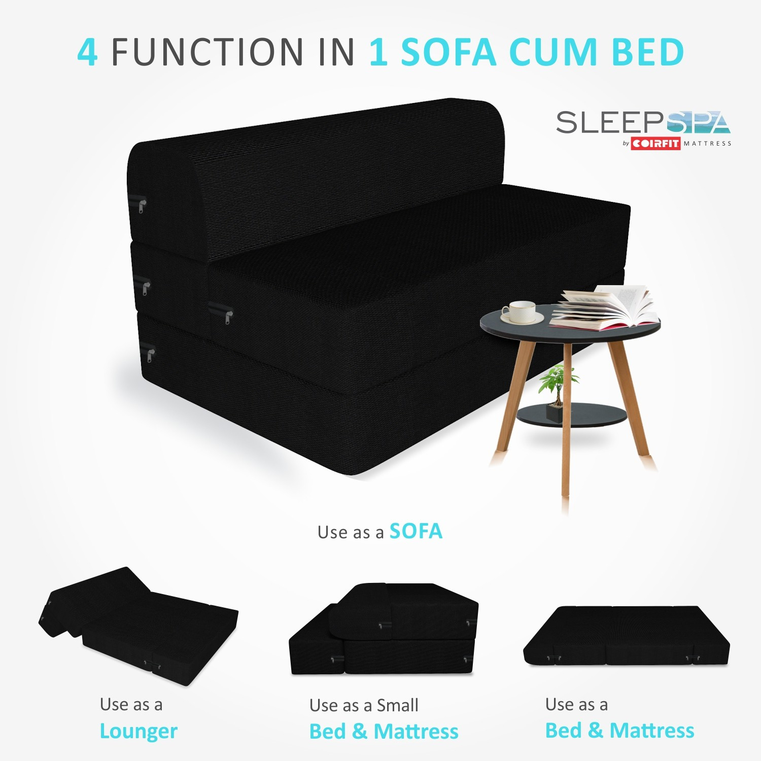 Image of SLEEP SPA 1 Seater Single Foam Fold Out Sofa Cum Bed
