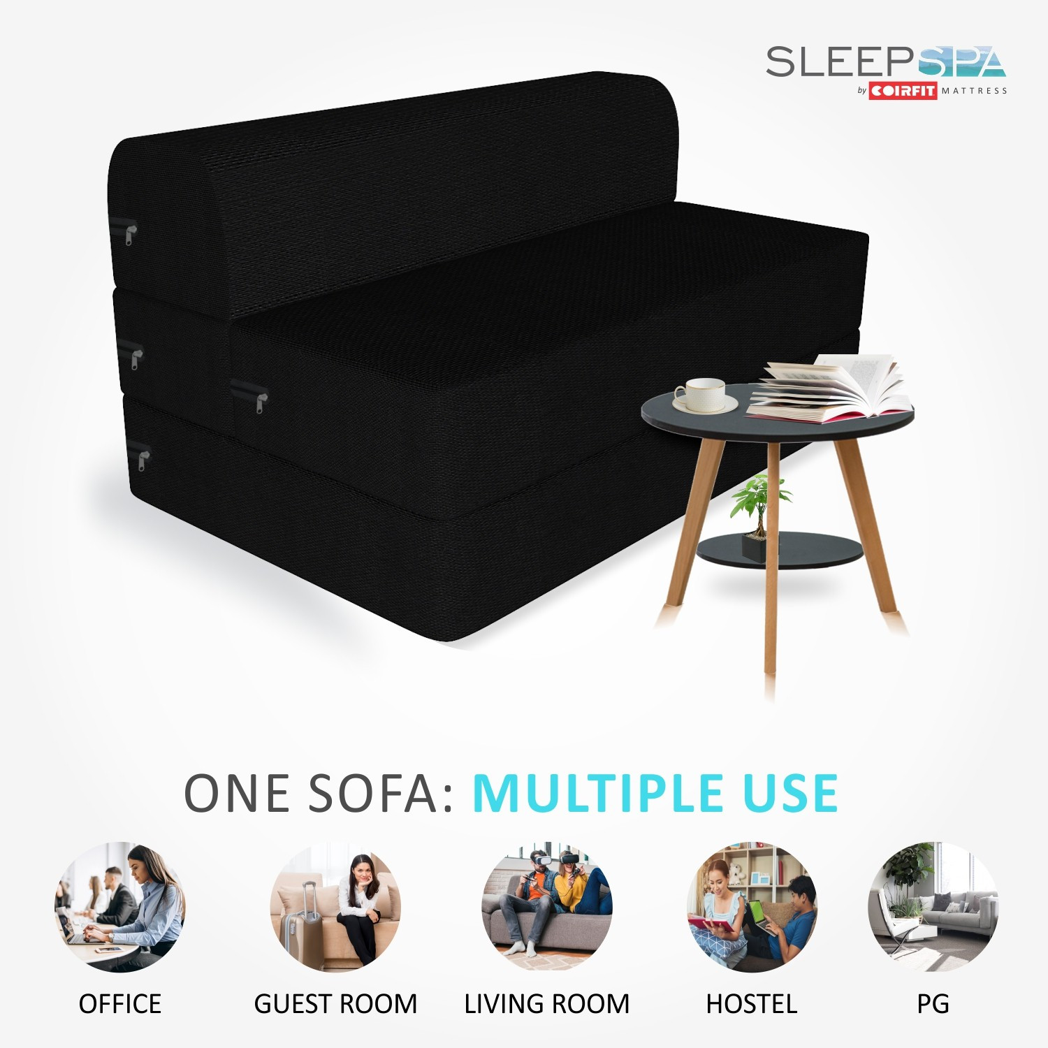 Image of SLEEP SPA 1 Seater Single Foam Fold Out Sofa Cum Bed