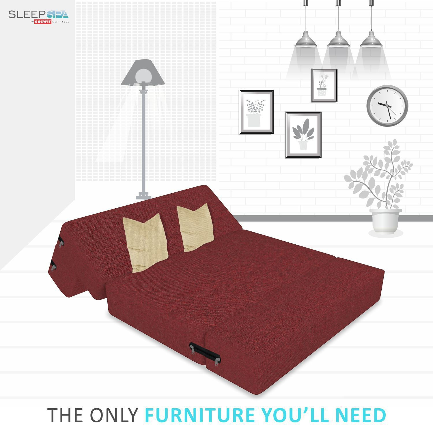 Image of SLEEP SPA 1 Seater Single Foam Fold Out Sofa Cum Bed