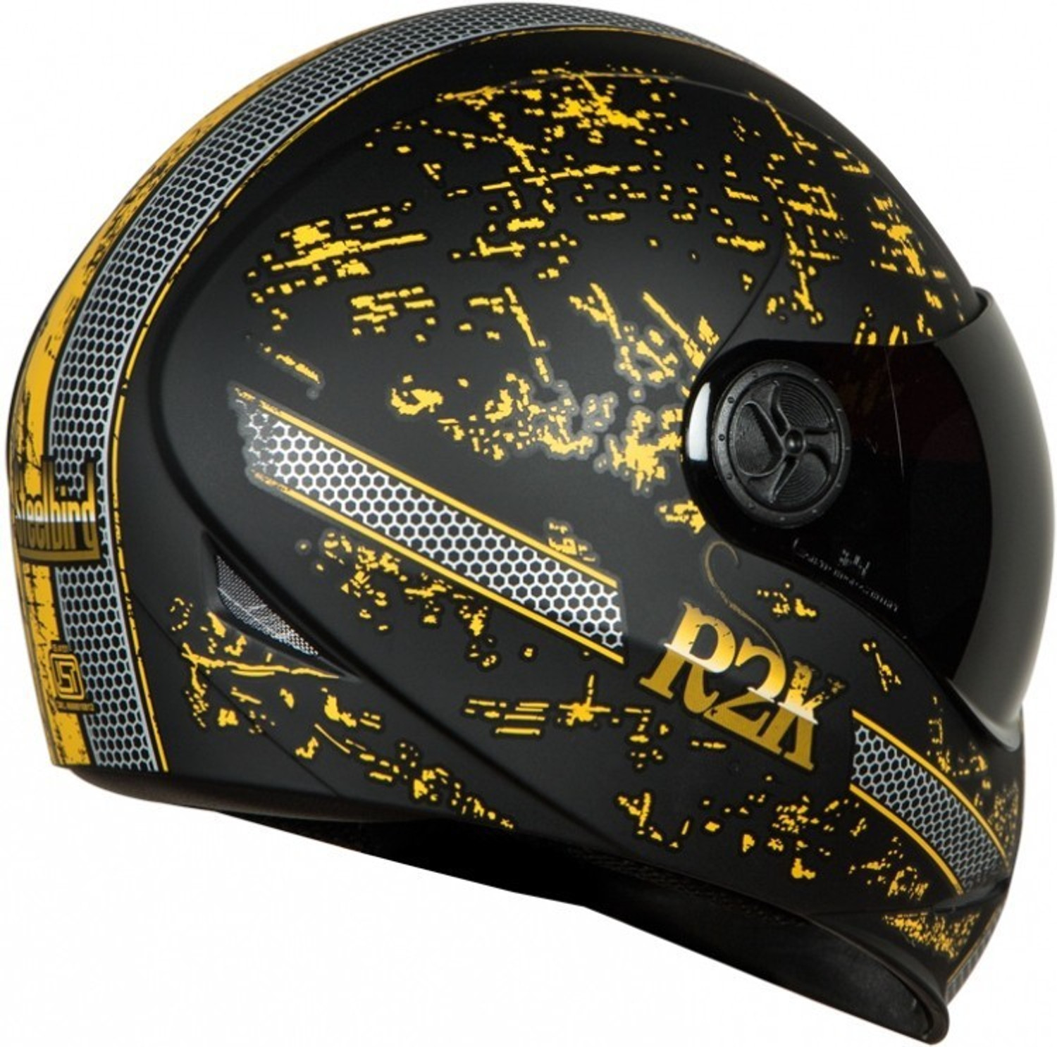 Image of Steelbird SBH-1 Adonis R2K Matt Motorbike Helmet (Matt Black Yellow Smoke Visor)