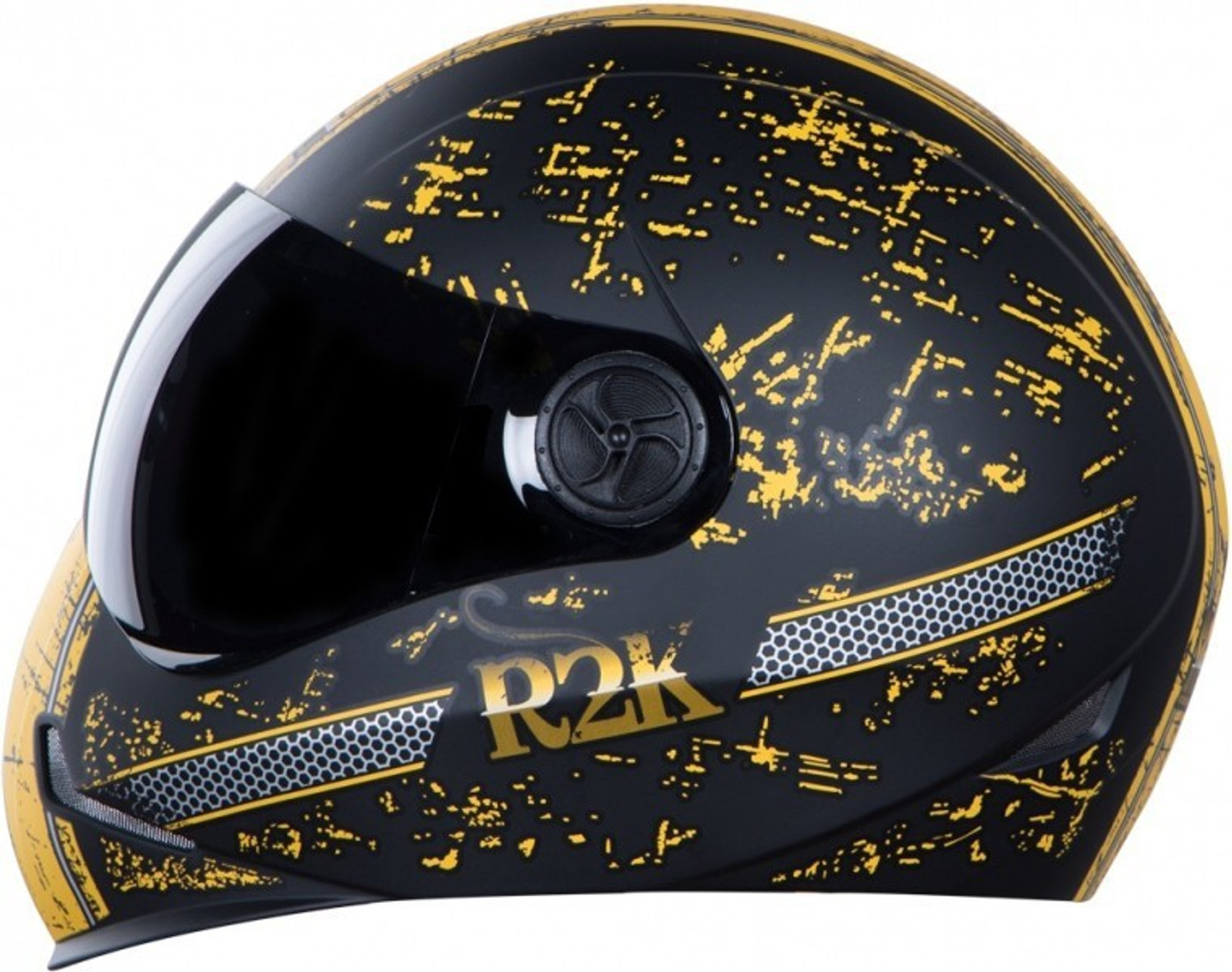 Image of Steelbird SBH-1 Adonis R2K Matt Motorbike Helmet (Matt Black Yellow Smoke Visor)