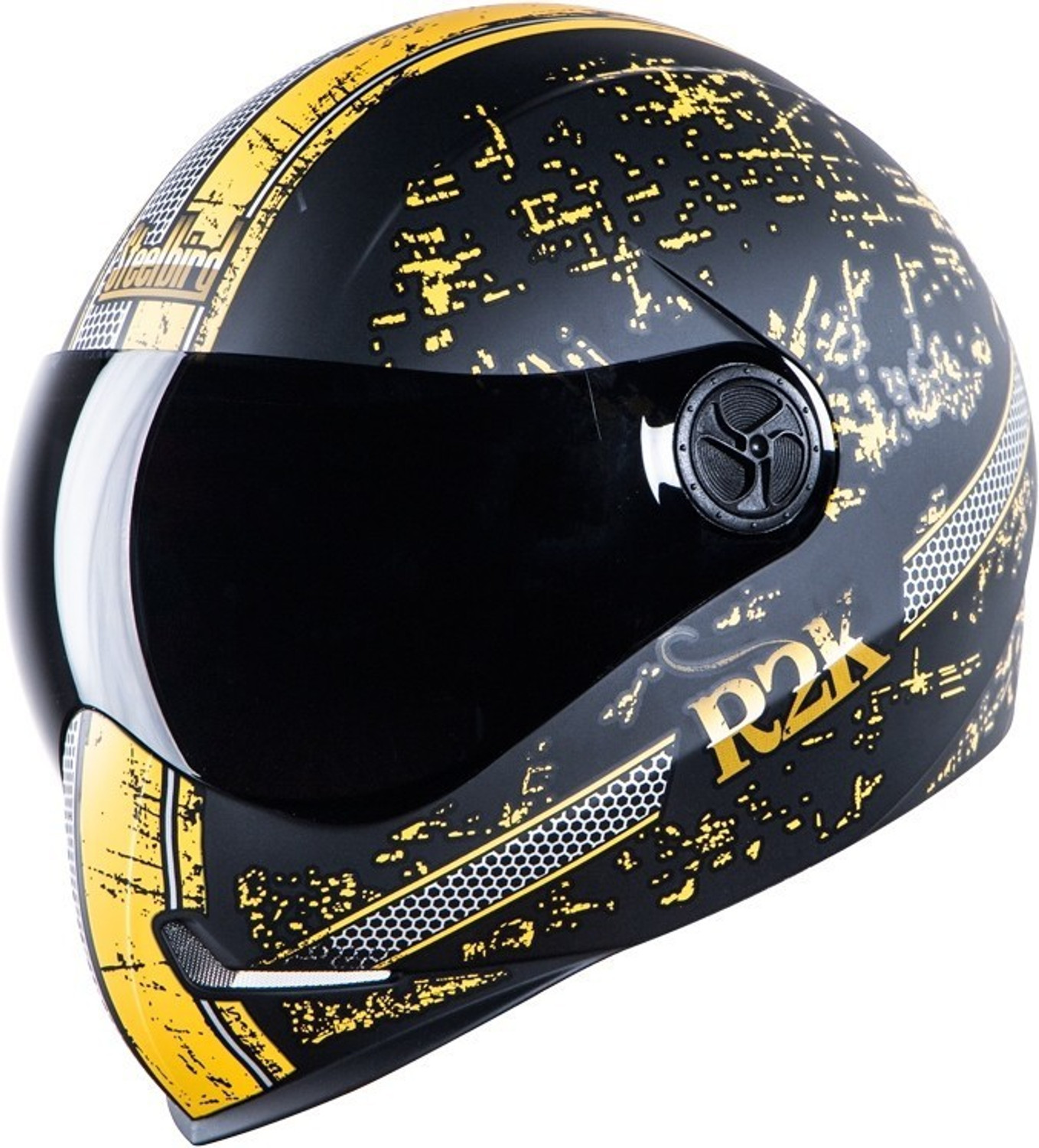 Image of Steelbird SBH-1 Adonis R2K Matt Motorbike Helmet (Matt Black Yellow Smoke Visor)
