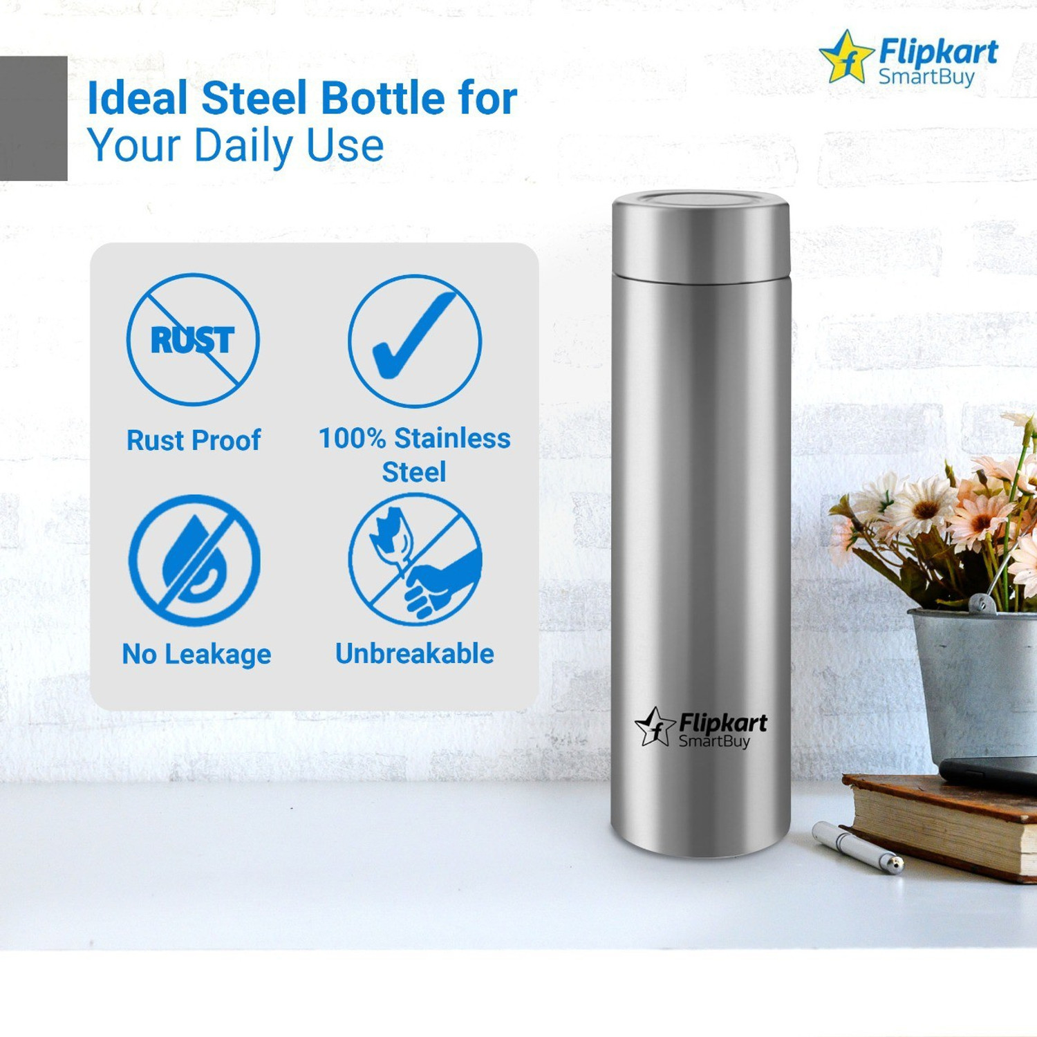 Image of Flipkart SmartBuy Classic 950 ml Steel Bottle