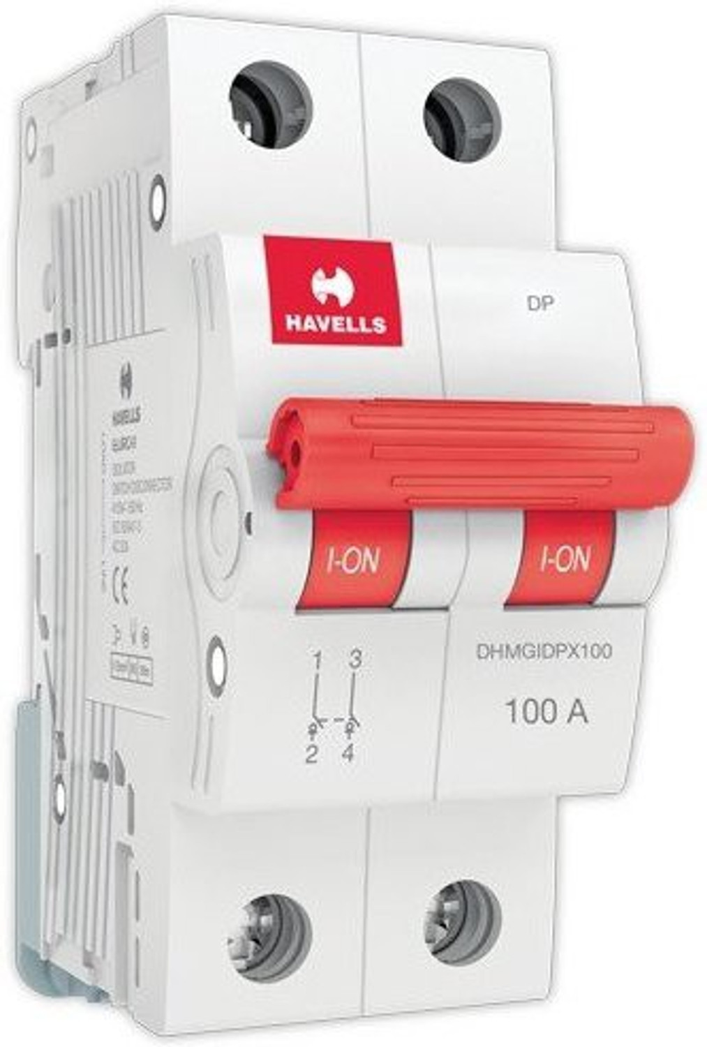 Image of HAVELLS PVC Plastic 20A MCB DP C Curve (White) DHMGCDPF020 MCB (2)