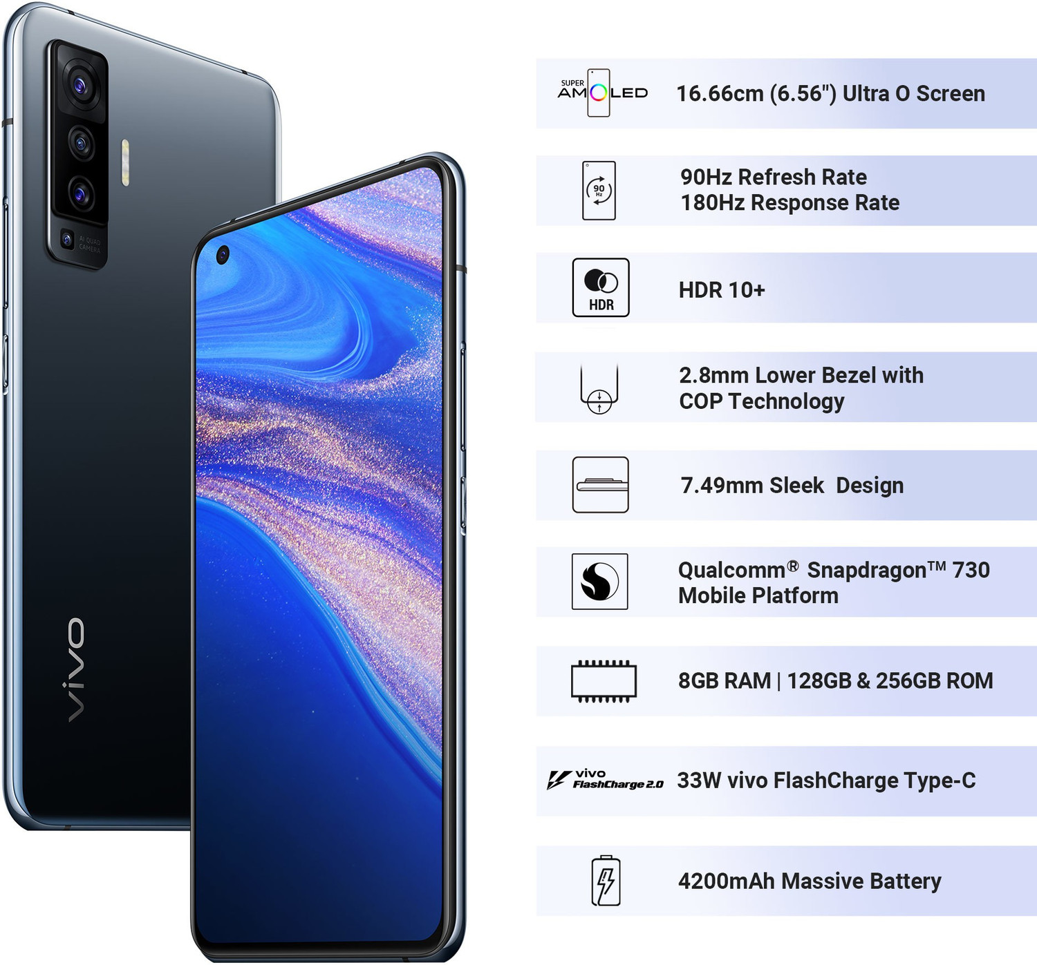 Image of vivo X50 (Glaze Black, 256 GB)