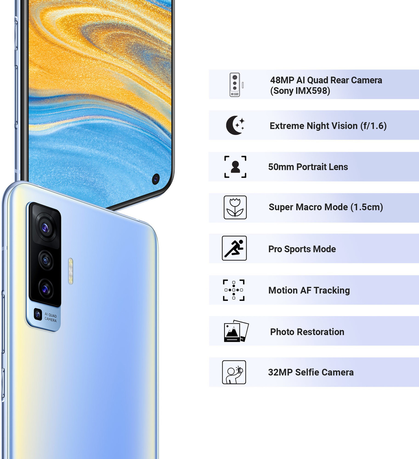 Image of vivo X50 (Frost Blue, 128 GB)