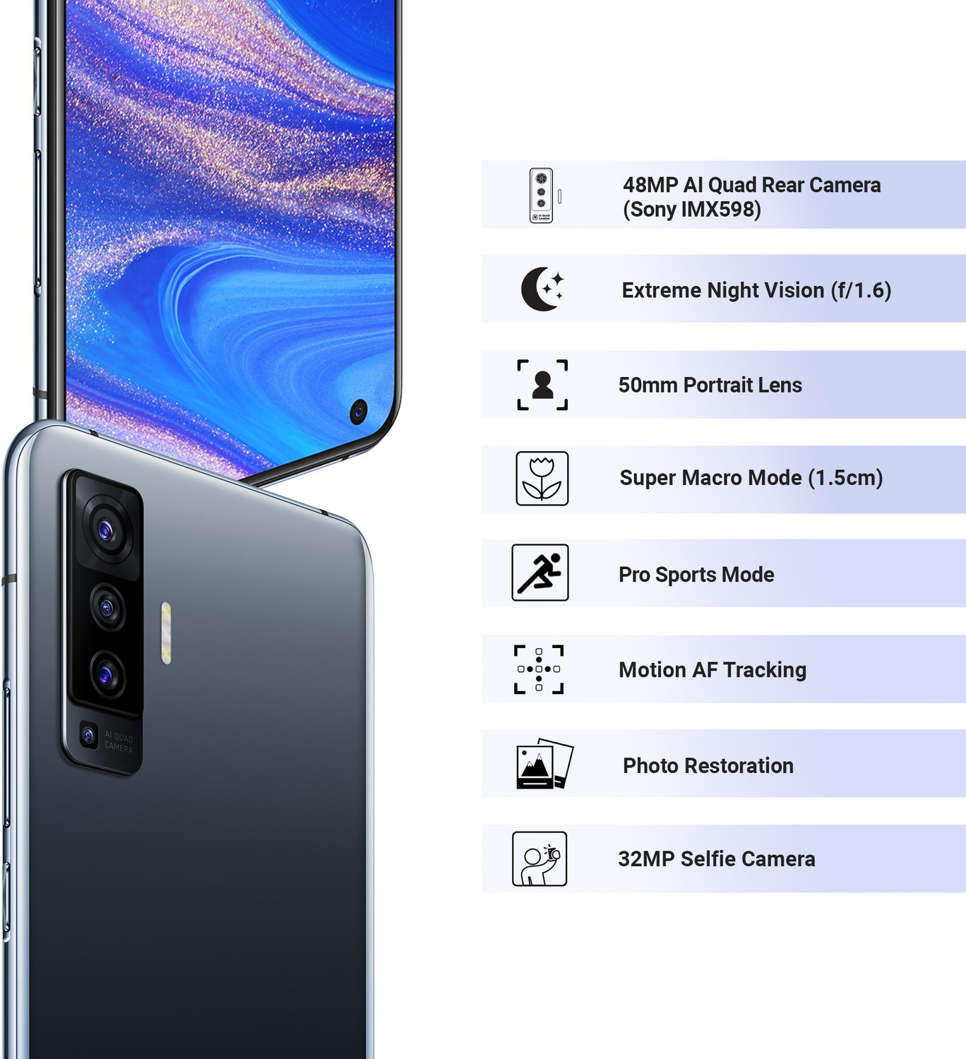 Image of vivo X50 (Glaze Black, 256 GB)