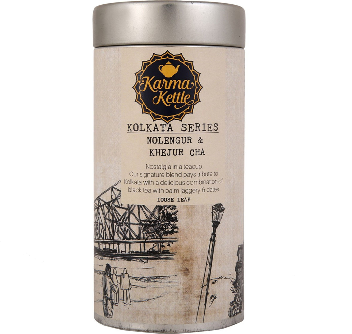 Image of Karma Kettle Nolen Gur & Khejur Cha, Black Tea, 75g Tin Black Tea Tin