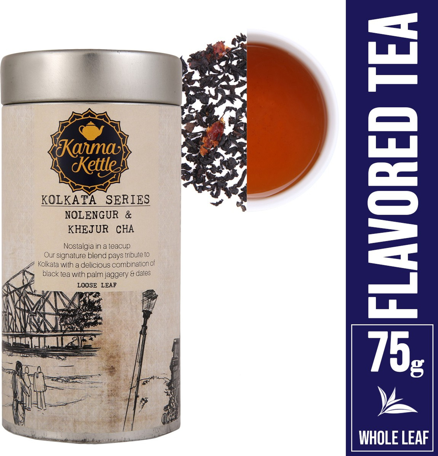 Image of Karma Kettle Nolen Gur & Khejur Cha, Black Tea, 75g Tin Black Tea Tin