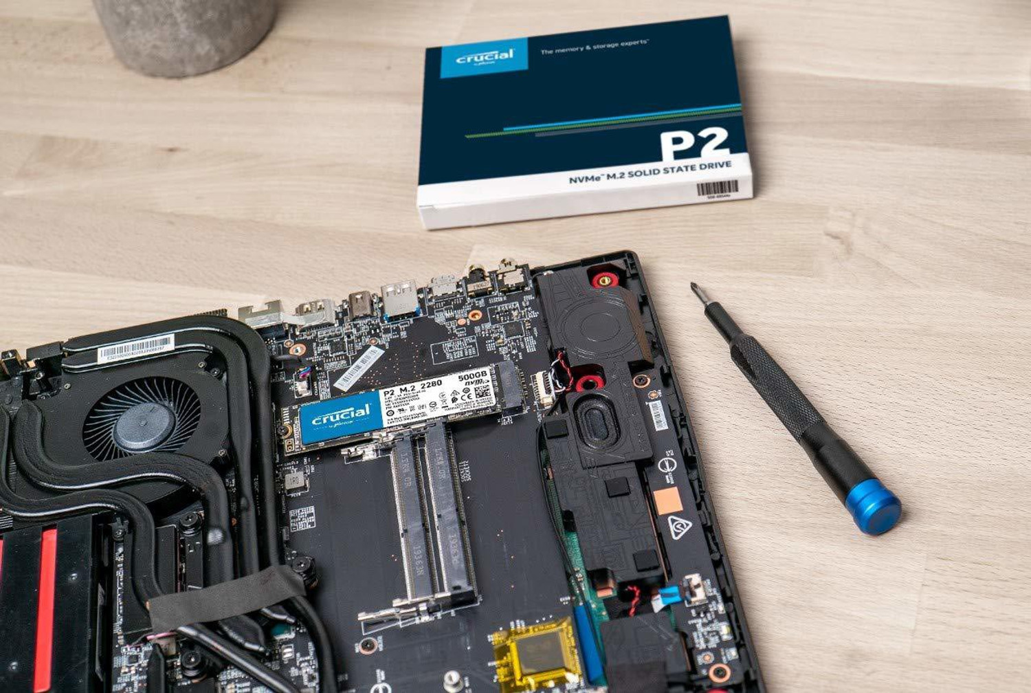 Image of Crucial P2 250 GB Laptop, Desktop Black PCIe NVMe Internal Solid State Drive (SSD) (CT250P2SSD8)