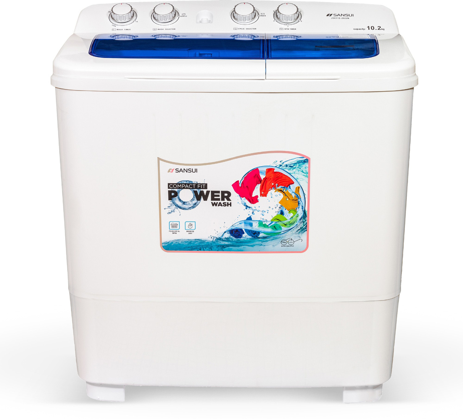 Image of Sansui 10.2 kg Powerful Washer & Spin Semi Automatic Top Load Washing Machine Blue