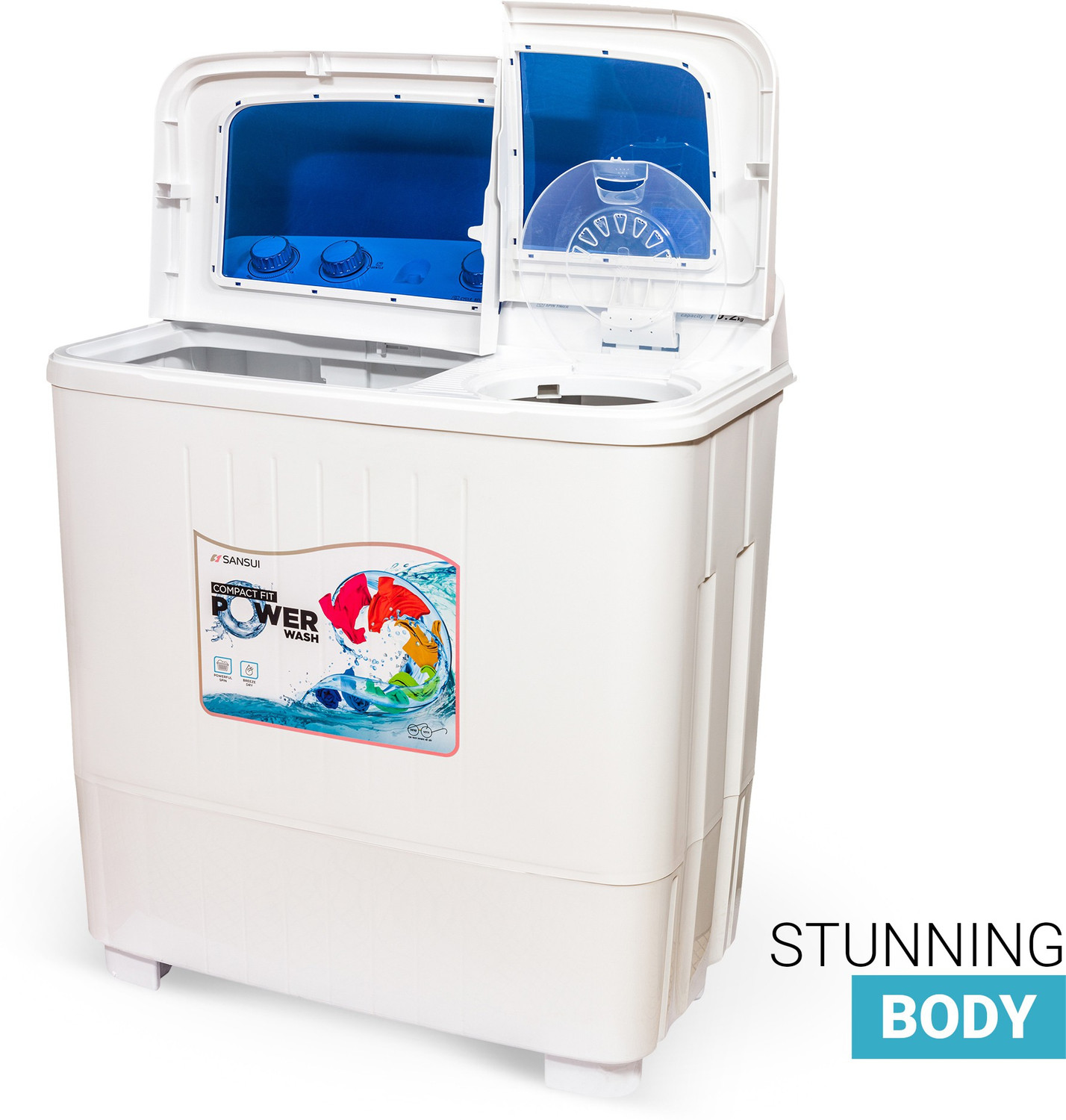 Image of Sansui 10.2 kg Powerful Washer & Spin Semi Automatic Top Load Washing Machine Blue