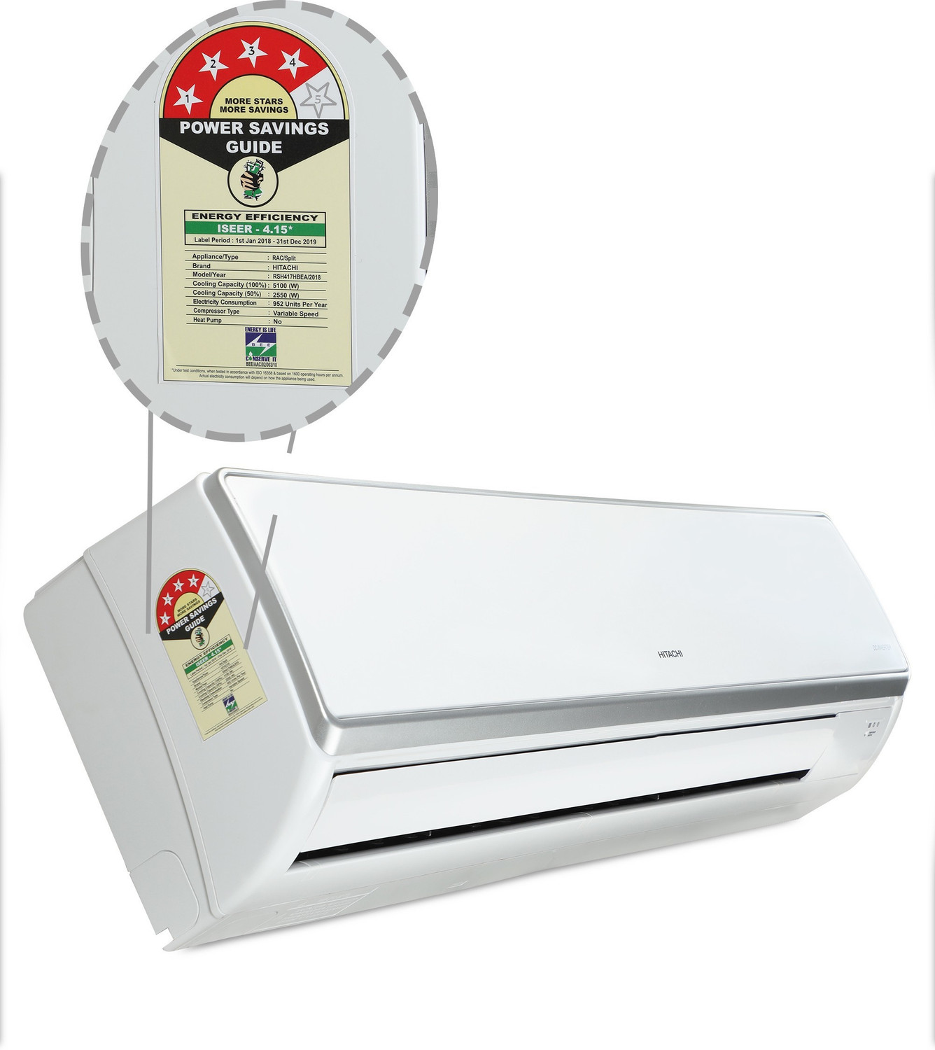 Image of Hitachi 2018 Model 1.5 Ton 4 Star Split Inverter AC