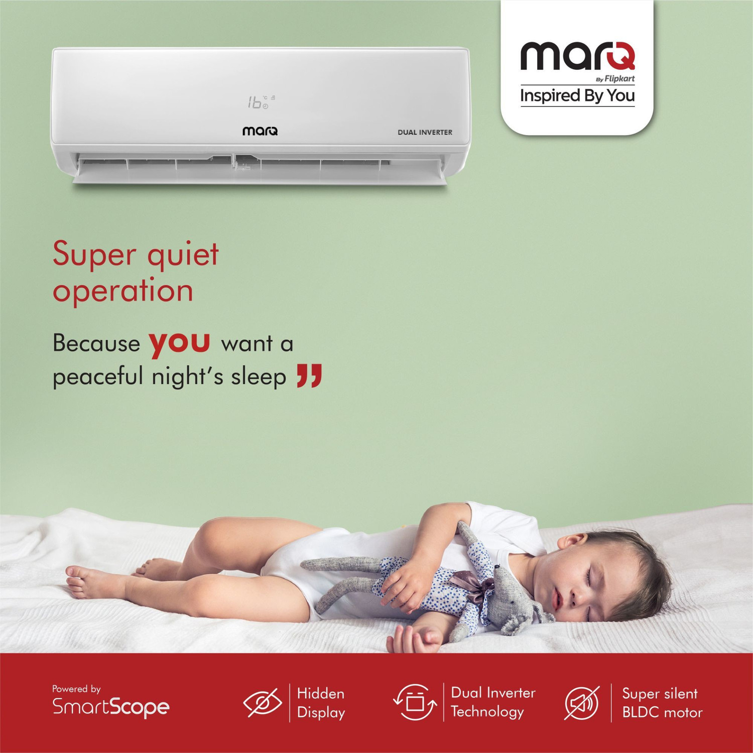 Image of MarQ by Flipkart 2020 Model 1.5 Ton 5 Star Split Dual Inverter AC