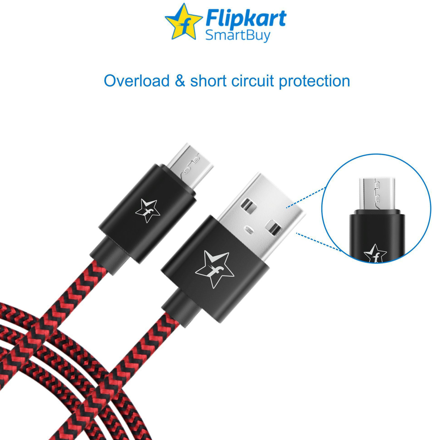 Image of Flipkart SmartBuy Micro USB Cable 2 A 1 m AMRBR1M04