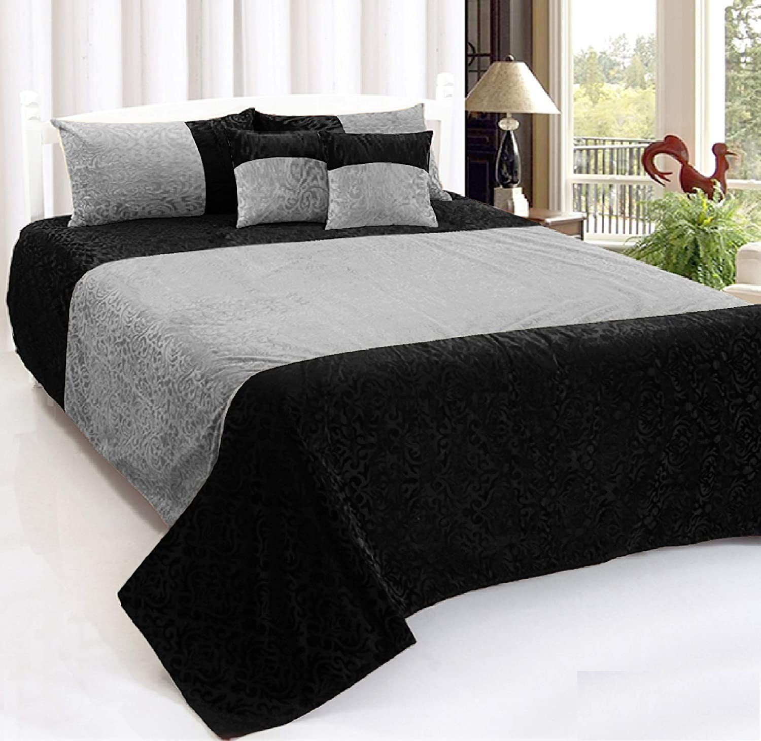 Homesajja Velvet King 250TC Solid Bedsheet – Black/Grey