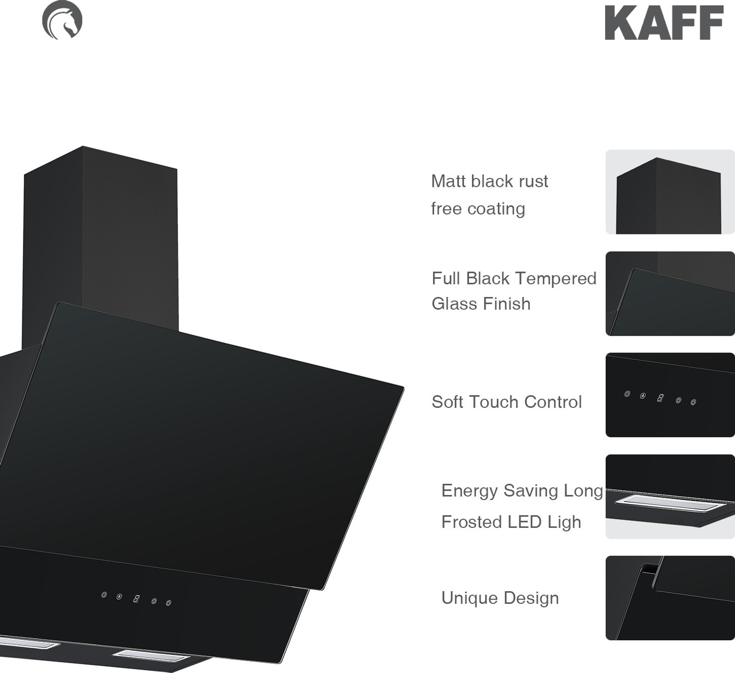 Image of Kaff NOVA 60 TC Wall Mounted BLACK 1000 m /h Chimney