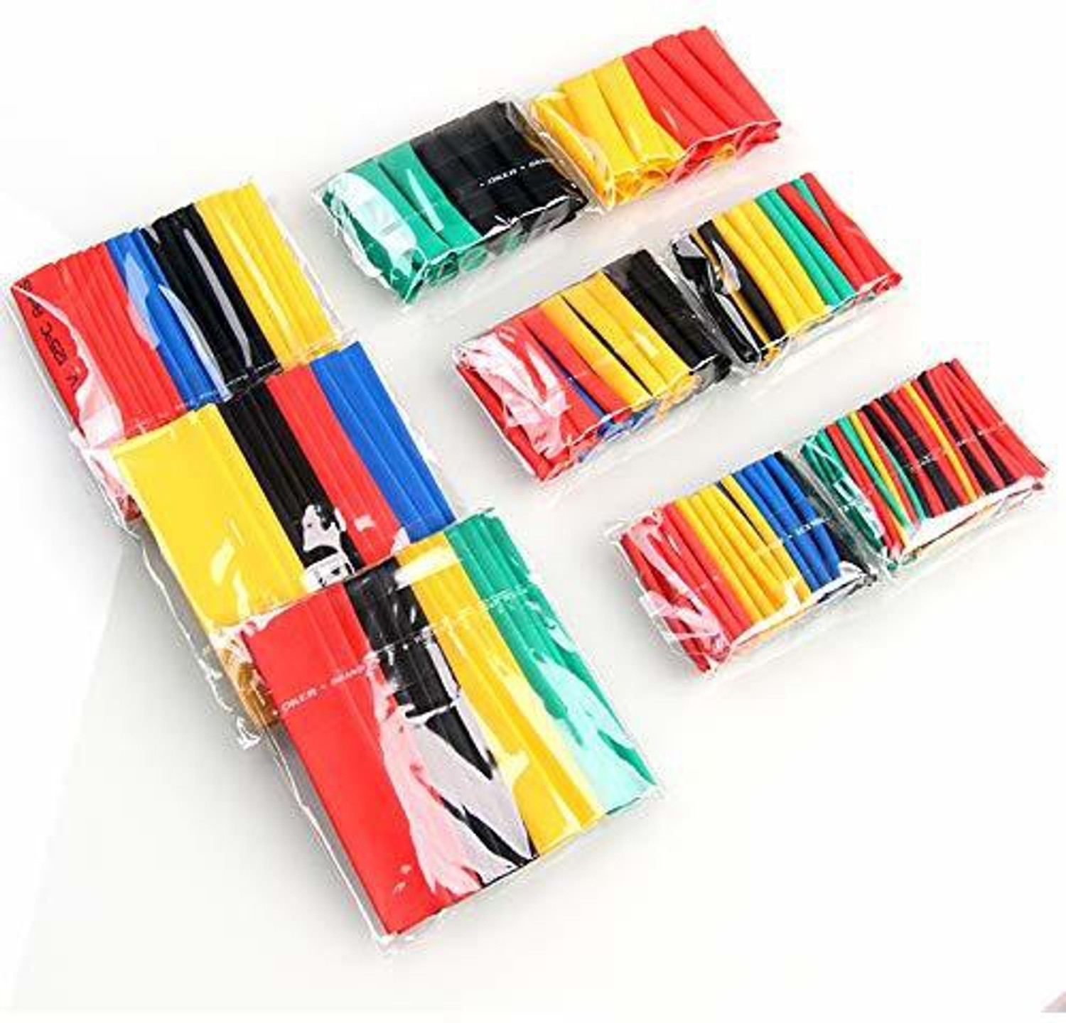 Image of RPI SHOP 80 Pcs Polyolefin Heat Shrink Tube, Insulated Wire Cable Sleeving Wrap, Multicolour, 7 Different Cut Size without Box Heat Shrink Cable Sleeve (10 mm)