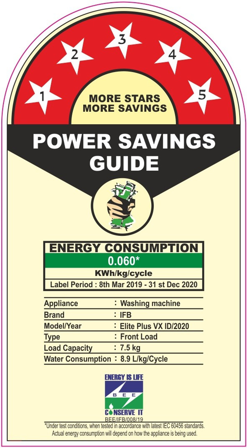 Image of IFB 7.5 kg 5 Star Fully Automatic Front Load Washing Machine with In-built Heater White