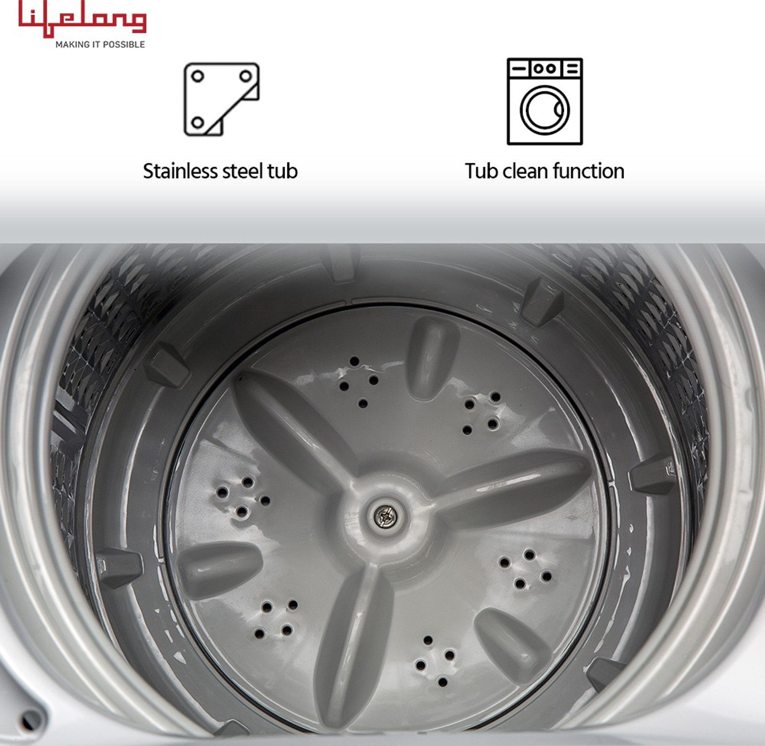 Image of Lifelong 5 kg Fully Automatic Top Load Washing Machine White