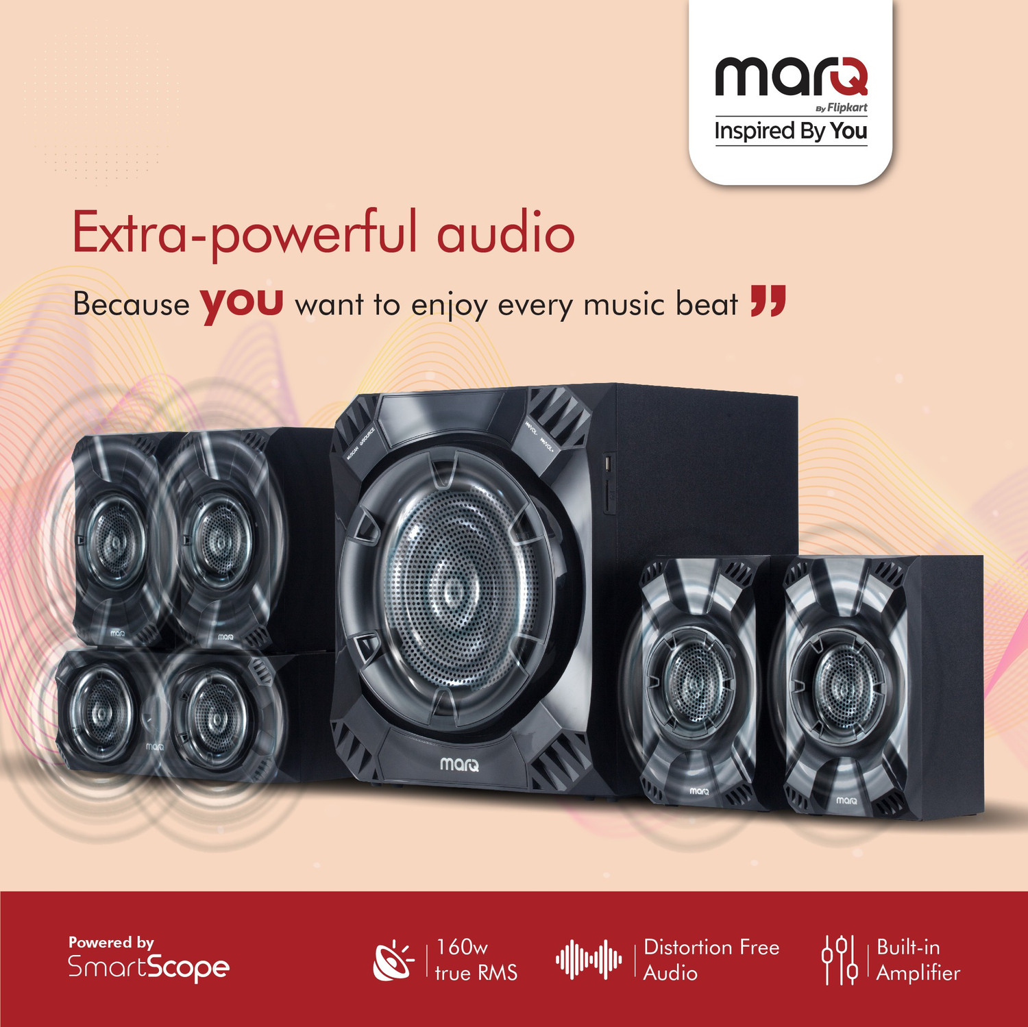 MarQ by Flipkart with HDMI Arc 160 W Bluetooth Home Theatre (Black