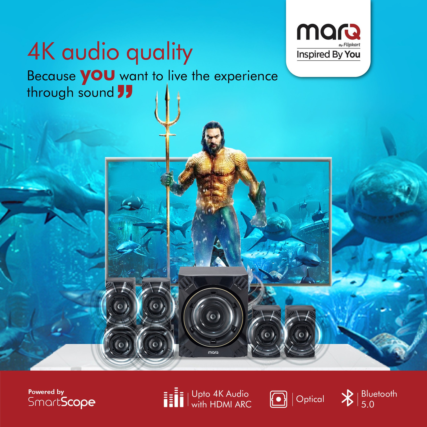 Image of MarQ by Flipkart with HDMI Arc 160 W Bluetooth Home Theatre (Black, 5.1 Channel)