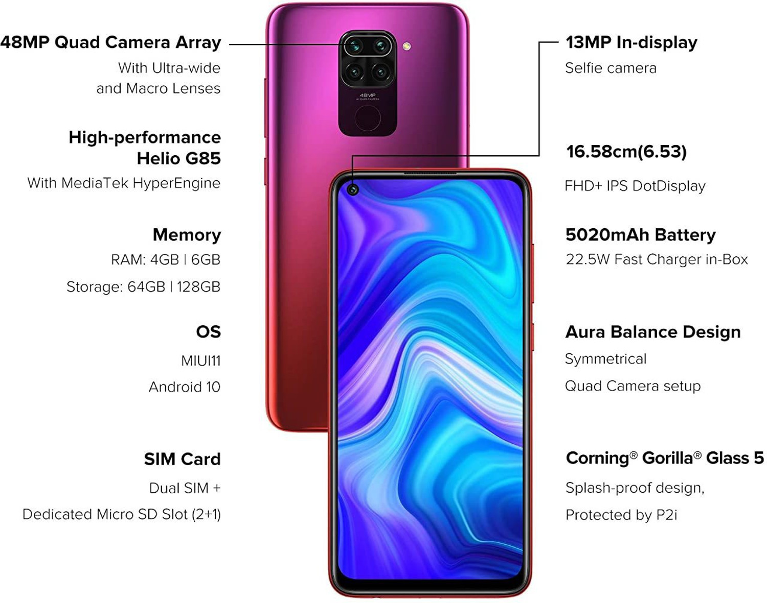 Image of REDMI Note 9 (Scarlet Red, 128 GB)