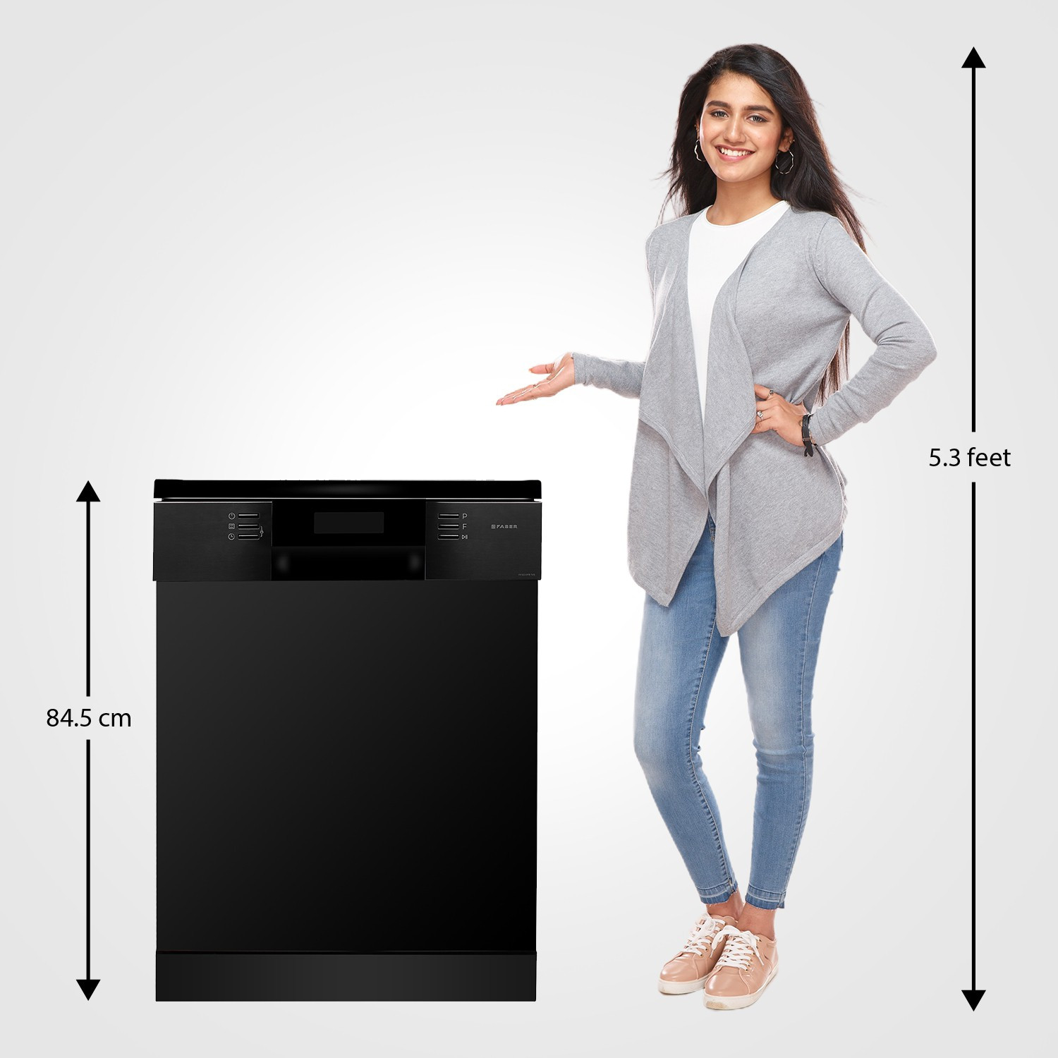 Image of FABER FFSD 8PR 14S-BK Free Standing 14 Place Settings Intensive Kadhai Cleaning| No Pre-rinse Required Dishwasher