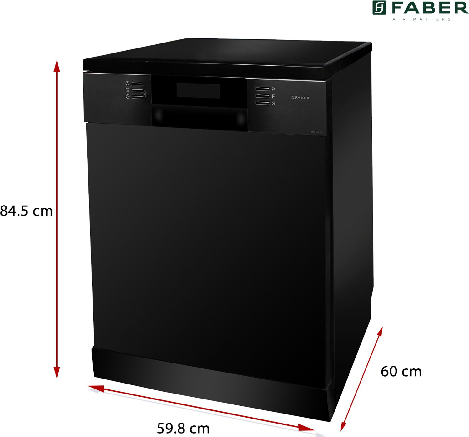 Image of FABER FFSD 8PR 14S-BK Free Standing 14 Place Settings Intensive Kadhai Cleaning| No Pre-rinse Required Dishwasher
