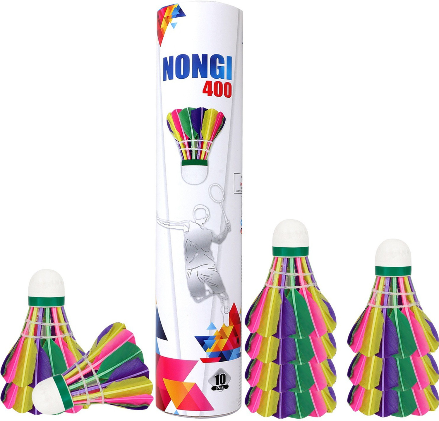 Image of Nongi 400 Colored Feather Shuttle - Multicolor (Medium, 77, Pack of 10)